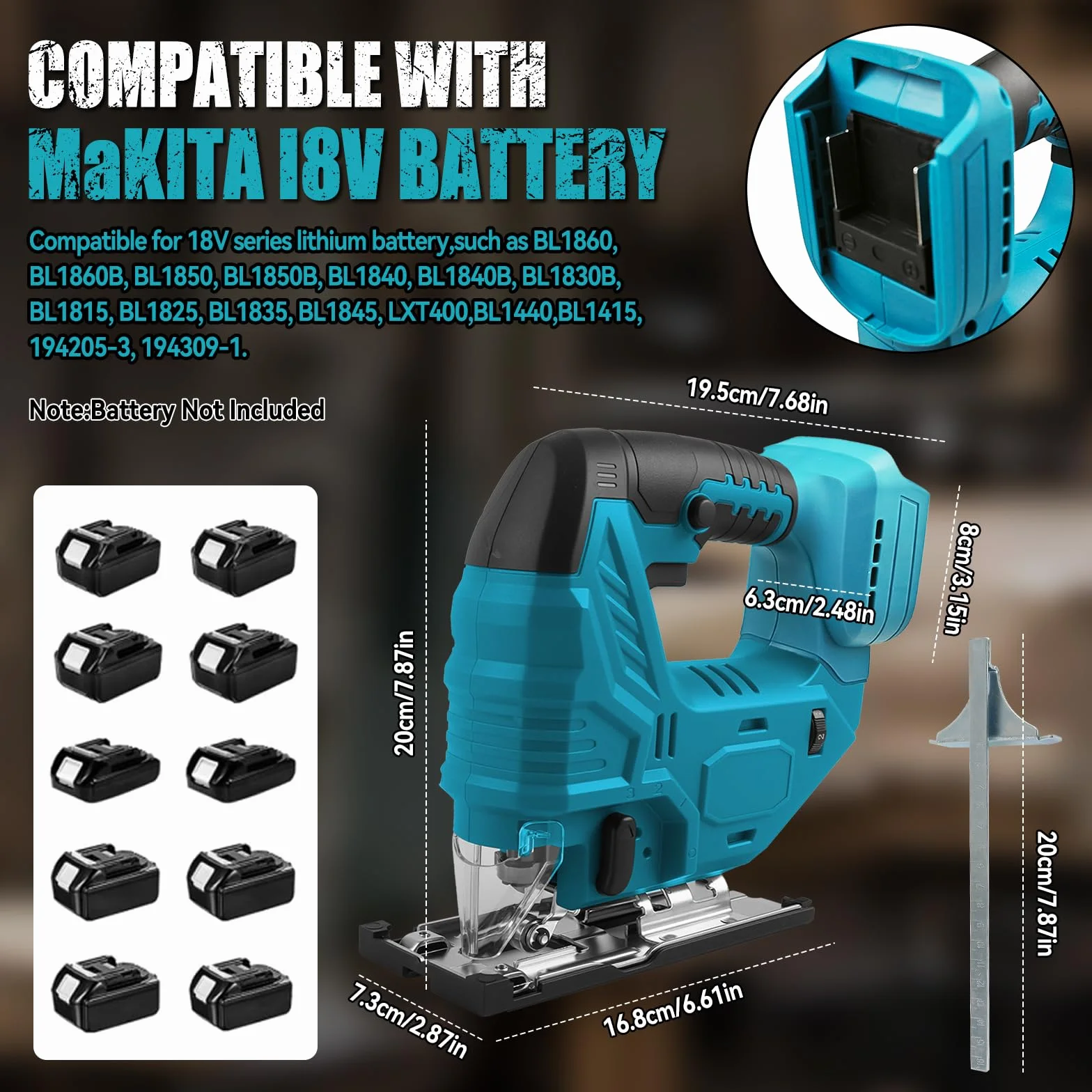 Sierra de calar con batería Makita de 18 V, 800 W, 2700 RPM, herramienta de corte sin escobillas, corte biselado de 45°, 4 acciones orbitales, con hojas de sierra de calar para rectas/curvas