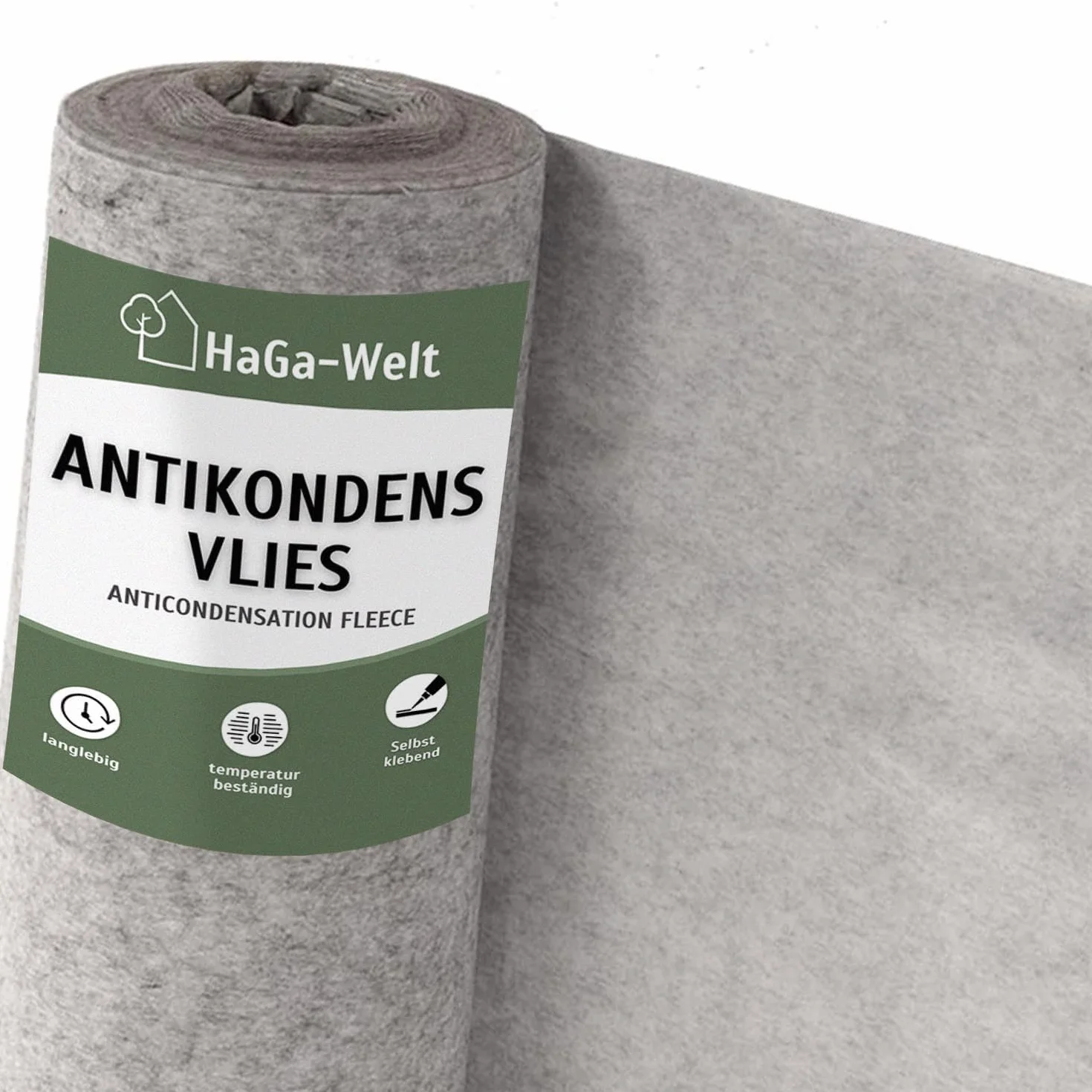 HaGa Fieltro anticondensación, 95 g/m², 5 m x 1,2 m de ancho, autoadhesivo para chapa trapezoidal, chapa de aluminio, chapa de techo, protección contra la humedad y la condensación