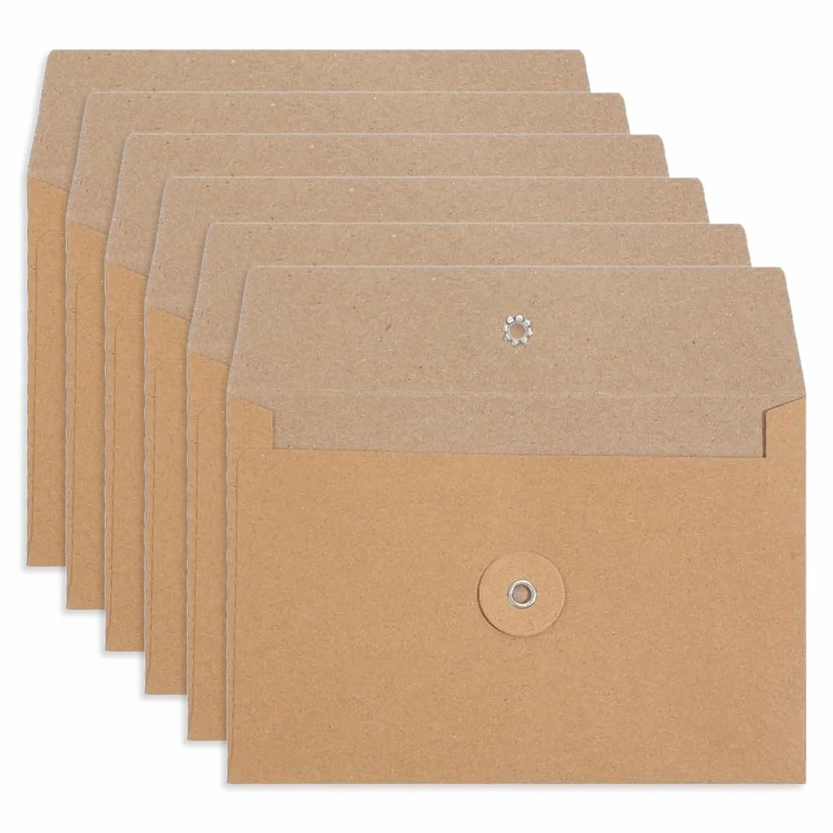 6 Piezas Carpeta de Archivo de Papel Kraft, 23 × 16 cm Marrón Sobres de Papel Kraft con Cierre de Hilo, Portátil Bolsas de Documentos A5 de Papels para Oficina, Escuela, Hogar