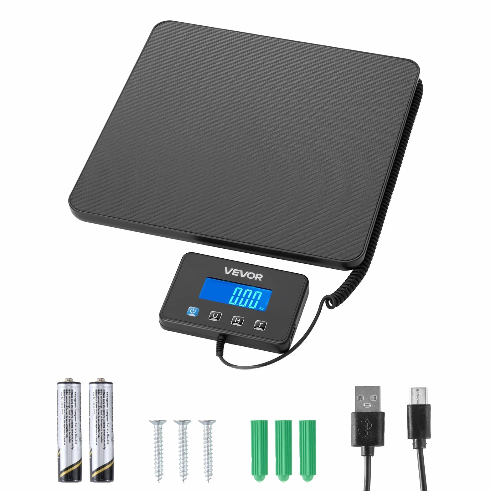 VEVOR Báscula Digital para Paquetes 200 kg Plataforma con Tara Retención Pantalla LCD