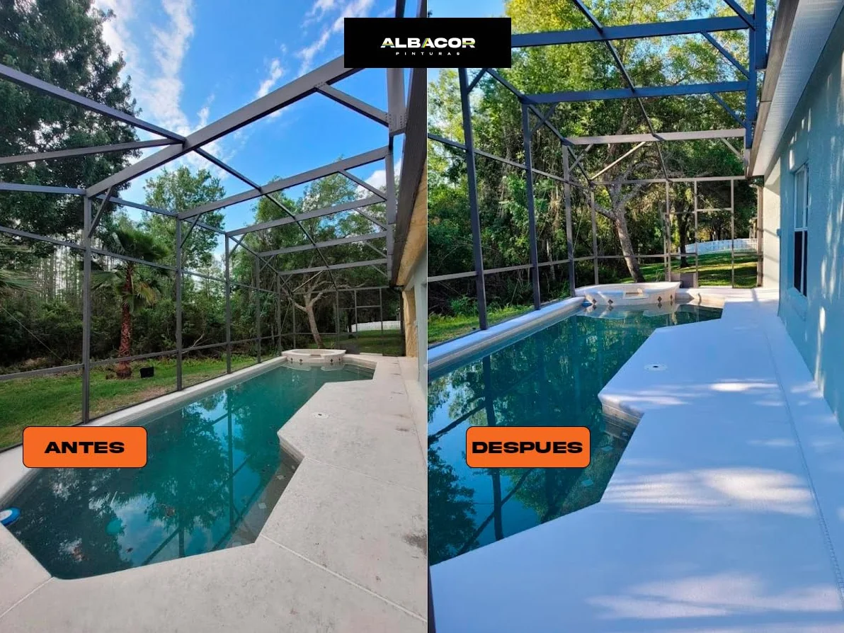 ALBACOR Pintura para Bordes de Piscinas y Piedra de Coronación - Antideslizante Especial para Renovar - Alta Resistencia (Blanco Arena, 5 Kilos)
