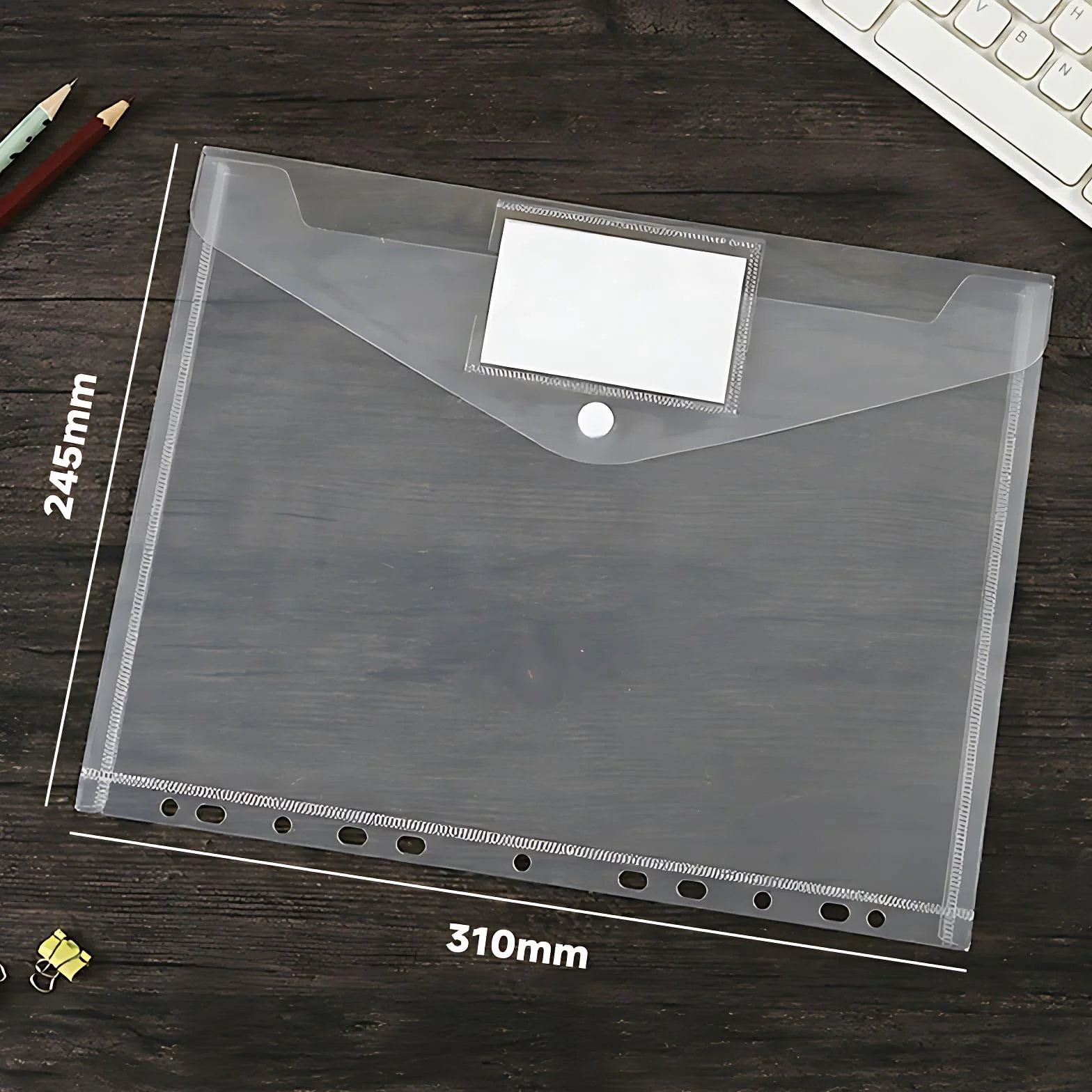 Carpeta Fundas Plastico A4 30 PCS Carpetas Transparentes con Cierre de Gancho y Bucle Portafolios 11 Agujeros