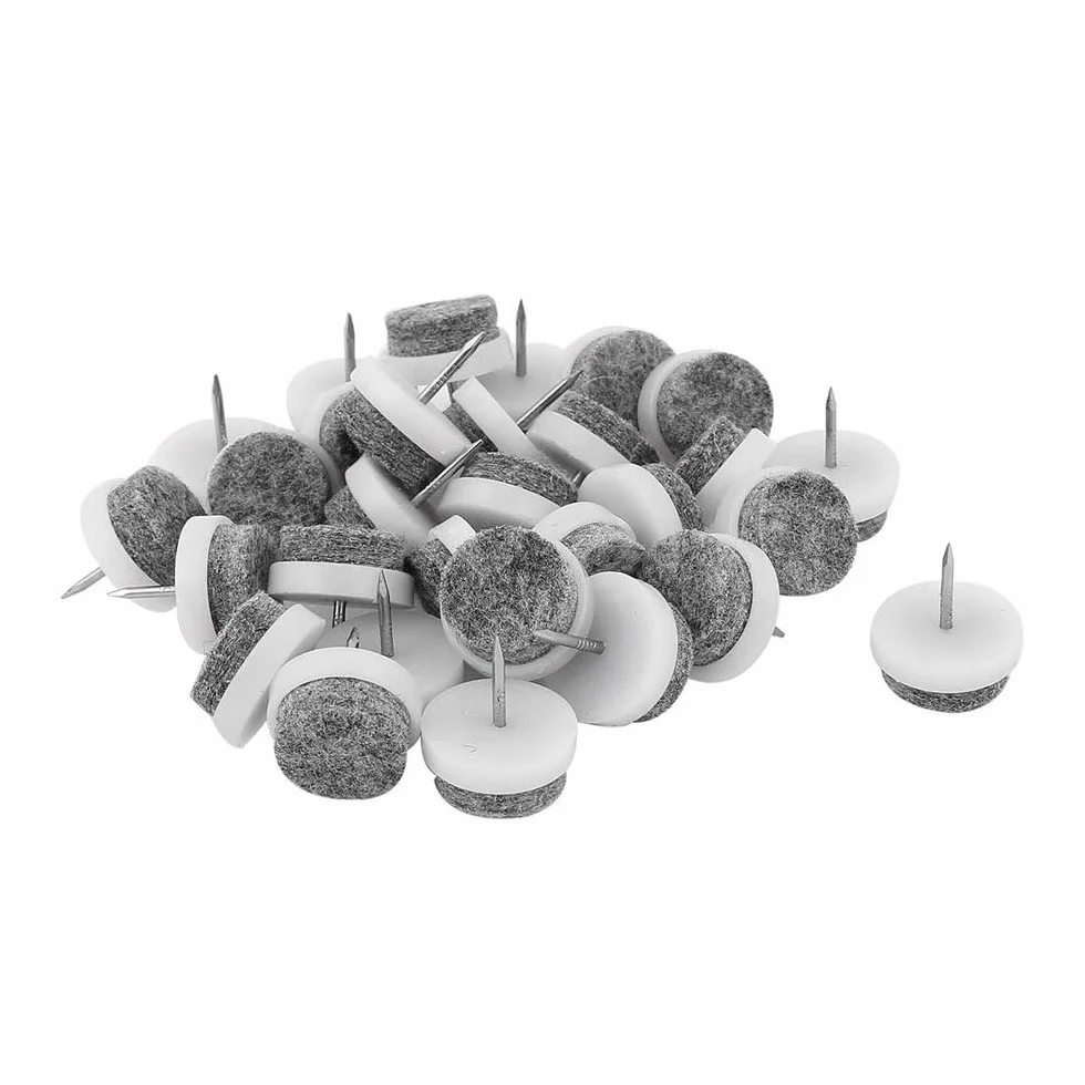 Protectores de Suelo, Tapones de Muebles, 28 Uds Patas de Muebles Almohadilla de Fieltro Antideslizante Clavos for Proteger Pisos de Madera Dura armarios y Paredes 22mm de diámetro Blanco