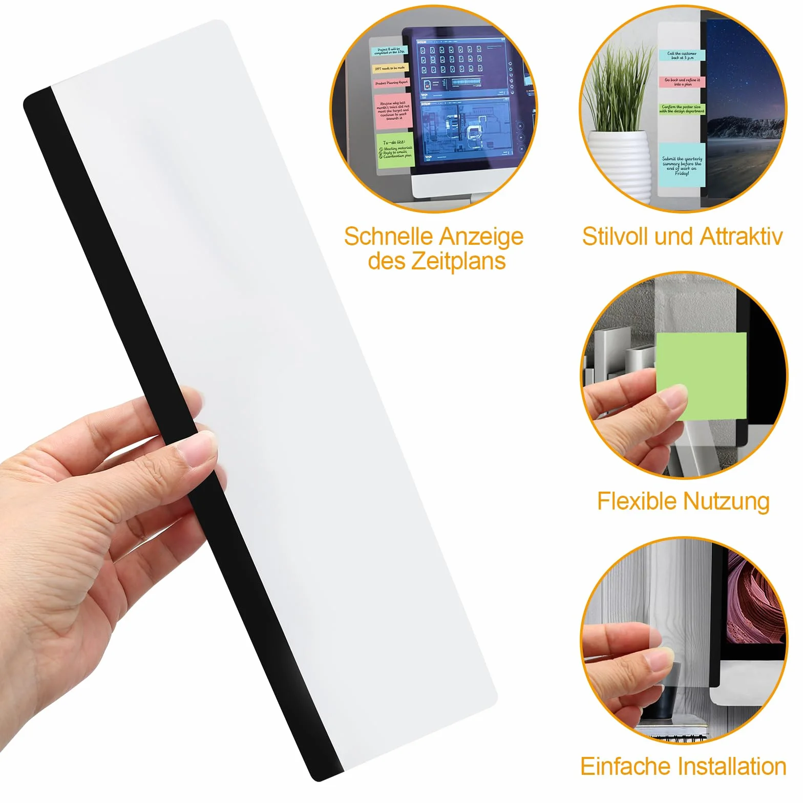 Tablero de notas para monitor, soporte adhesivo transparente para oficina