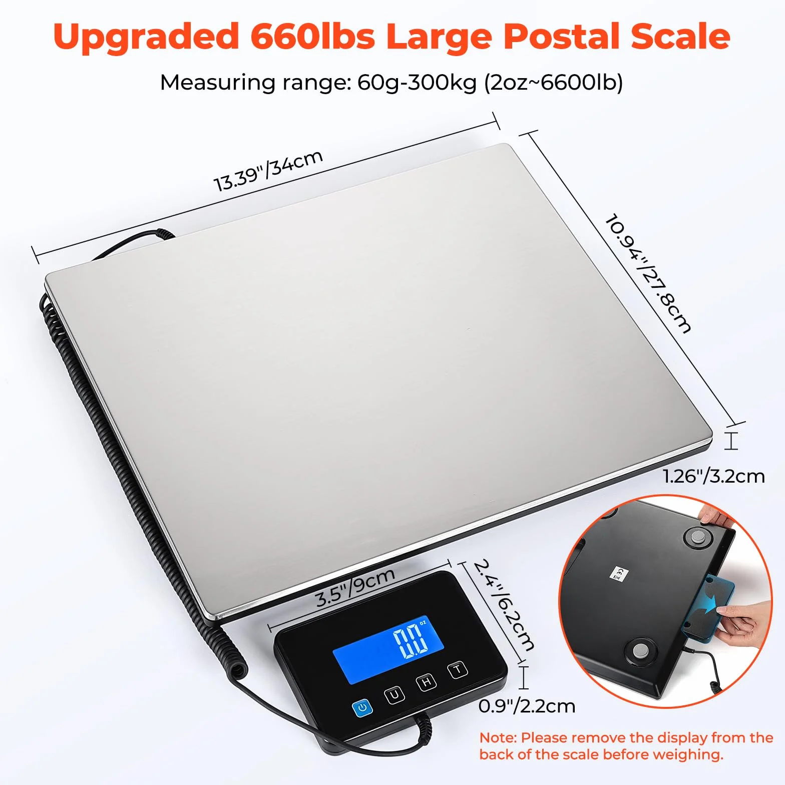 Balanza postal MUNBYN 300kg/660lb Alta precisión Horario encendido/apagado personalizable