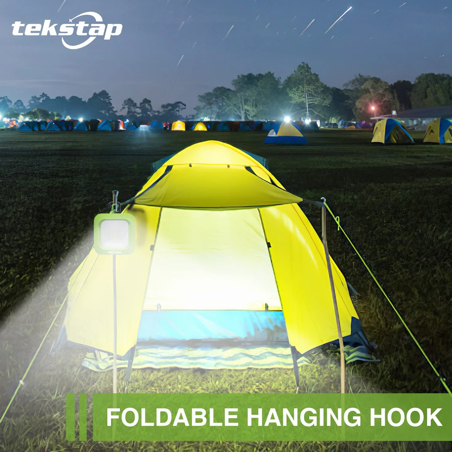 Tekstap Paquete de de trabajo LED recargables, 1000 lúmenes, magnéticas, portátiles, gancho para colgar y 3 modos, resistente al agua para reparación de automóviles, camping, emergencia (verde)