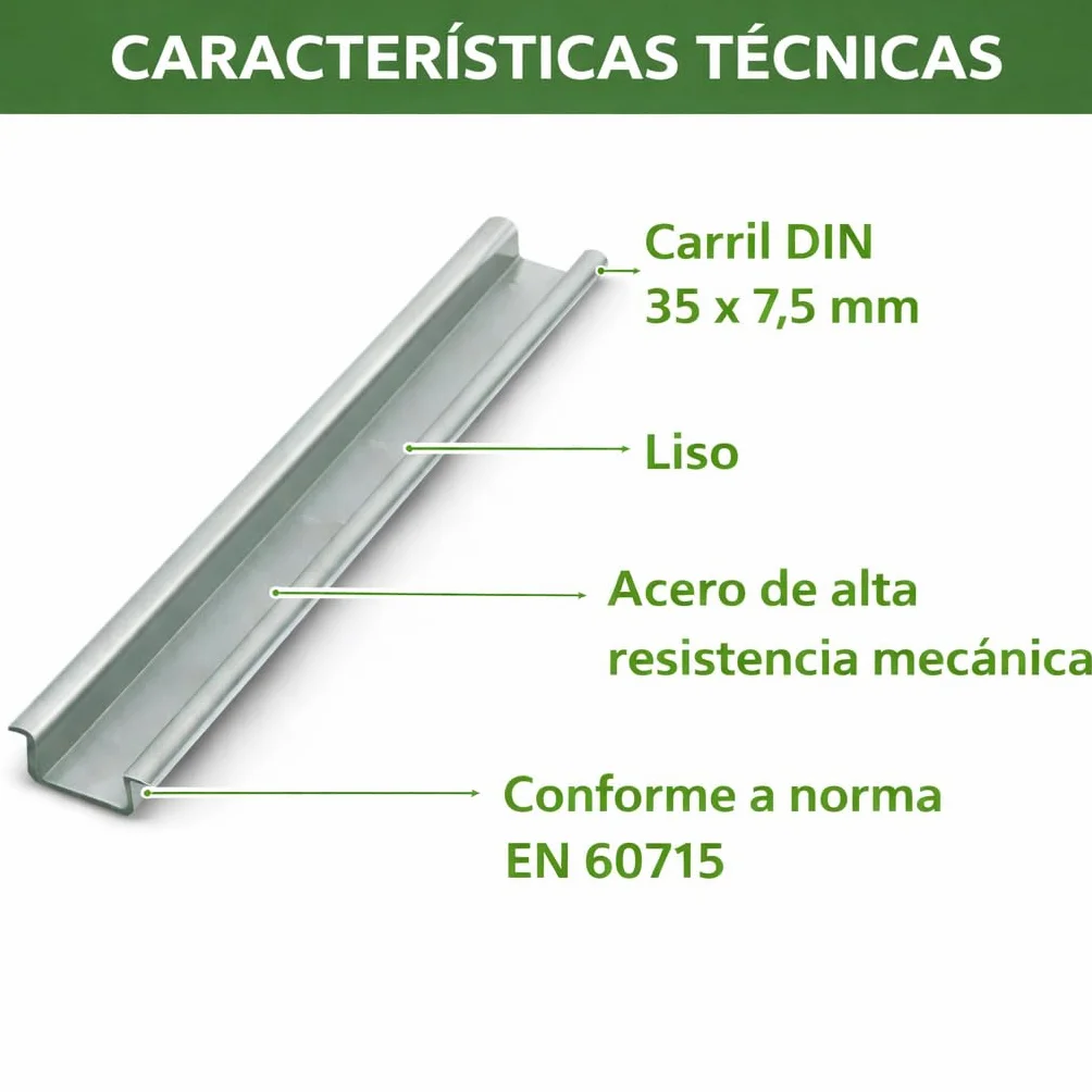 5 Piezas de Carril DIN Ranurado de Acero | Montaje Guía 35mm De Ancho, 7.5mm de Alto, Largo 300mm | Para La Instalación En Armarios Eléctricos de Distribución | Aparamenta Modular |