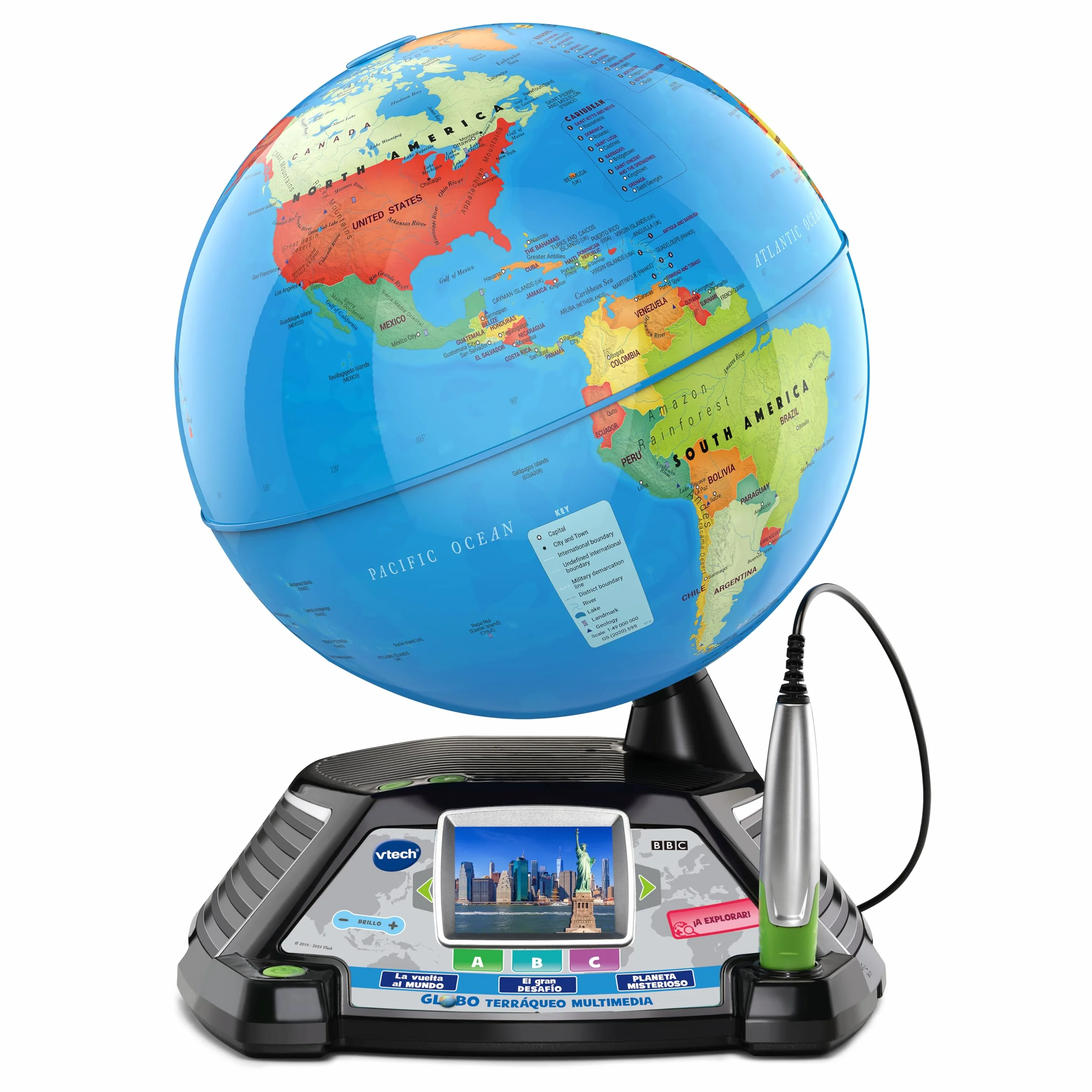 VTech Globo terráqueo multimedia con Pantalla LCD +600 vídeos BBC Regalo niños +7 años