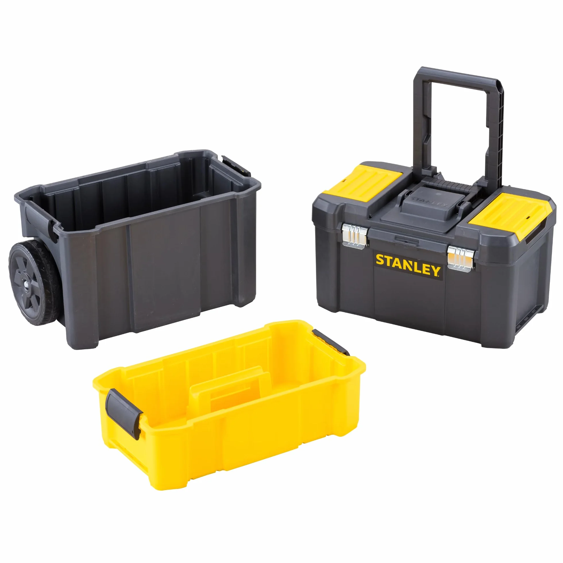 STANLEY Caja de Herramientas Rodante Esencial, Taller Móvil 3 en 1 con Unidades Apilables, Solución Portátil para Herramientas, STST1-80151.