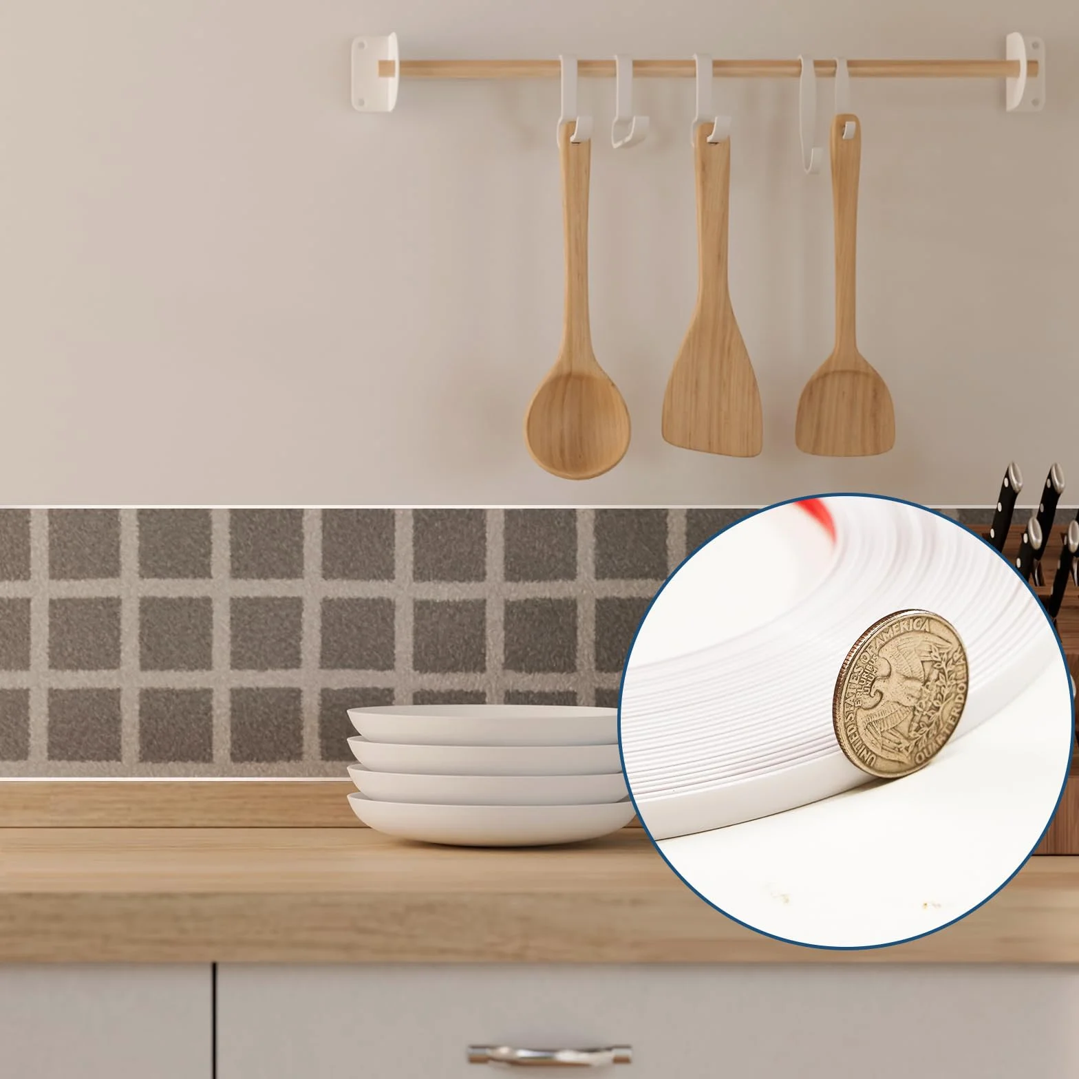 Moldura de Pared Autoadhesiva 6,1 m x 6,4 mm, borde de PVC autoadhesivo e impermeable para pared, ventana, espejo, mueble, azulejo – decoración DIY Blanco