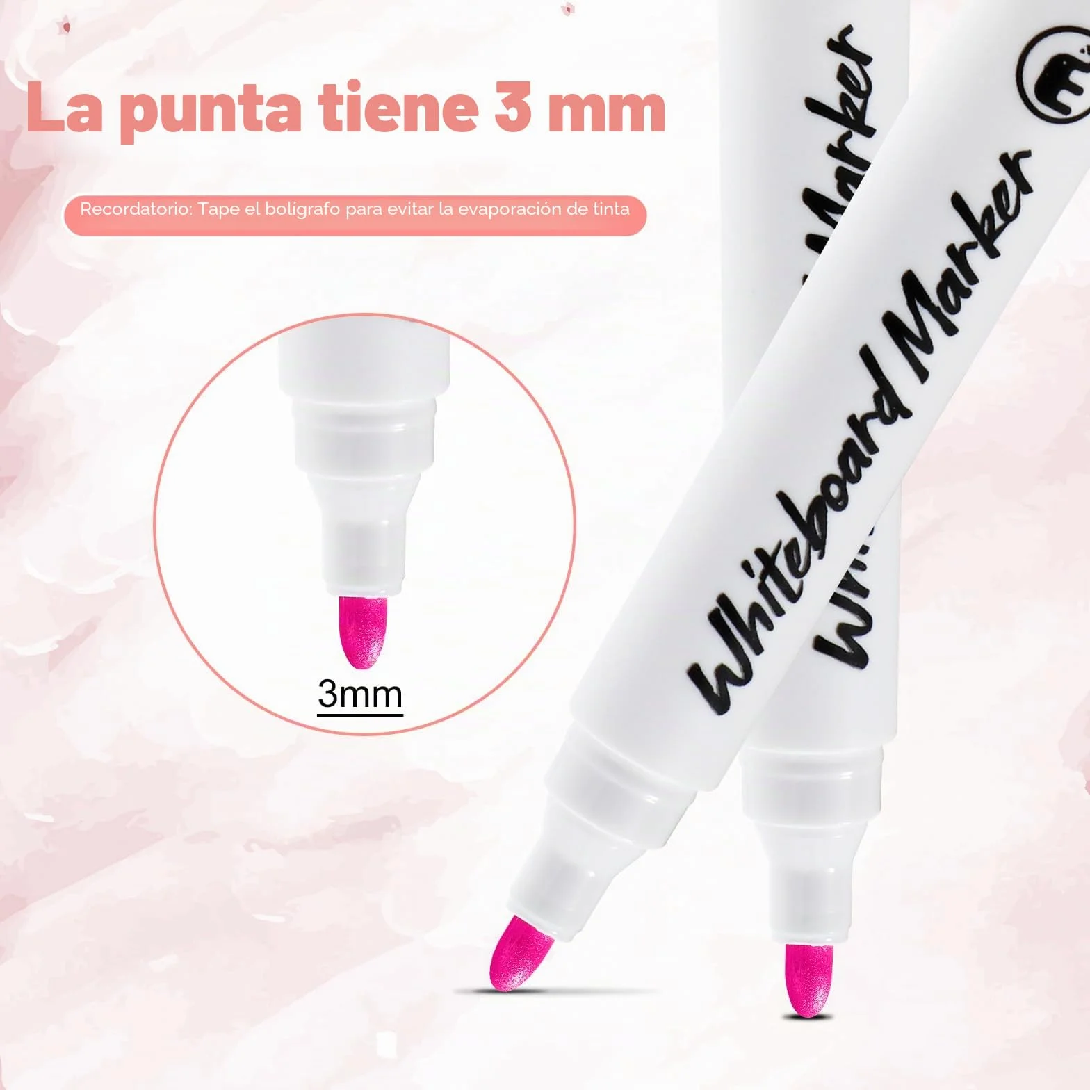 Vinabo Rotuladores de Pizarra Blanca Borrable, 12 Unidades, Punta Cónica Fina, para Escribir en Vidrio