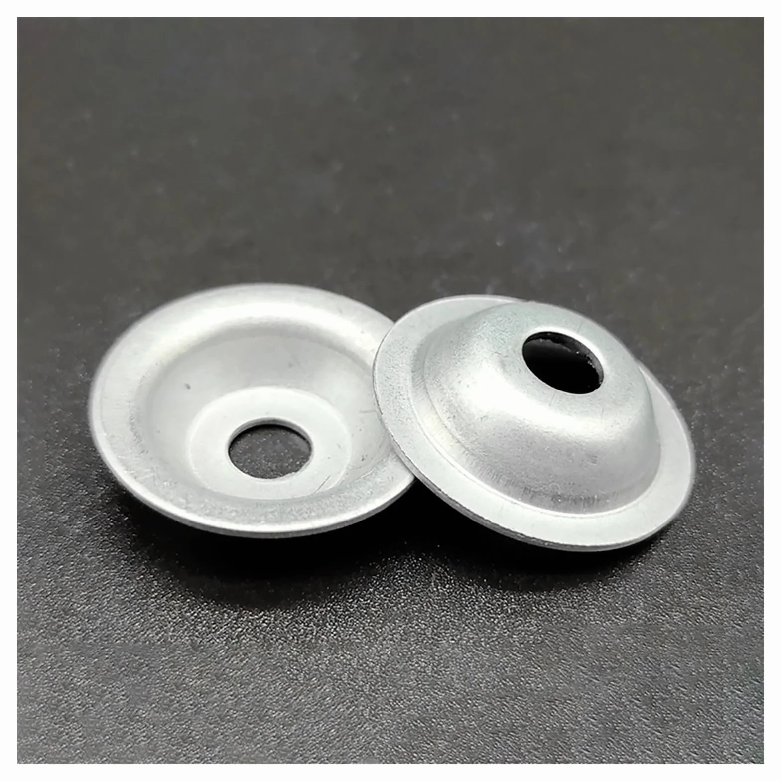 Arandelas de piezas, tuercas de hardware, arandelas avellanadas de acabado, juntas de tornillo, 50 piezas de arandela cóncava con forma de cuenco con orificio de hierro, almohadilla de tapa, junta cón