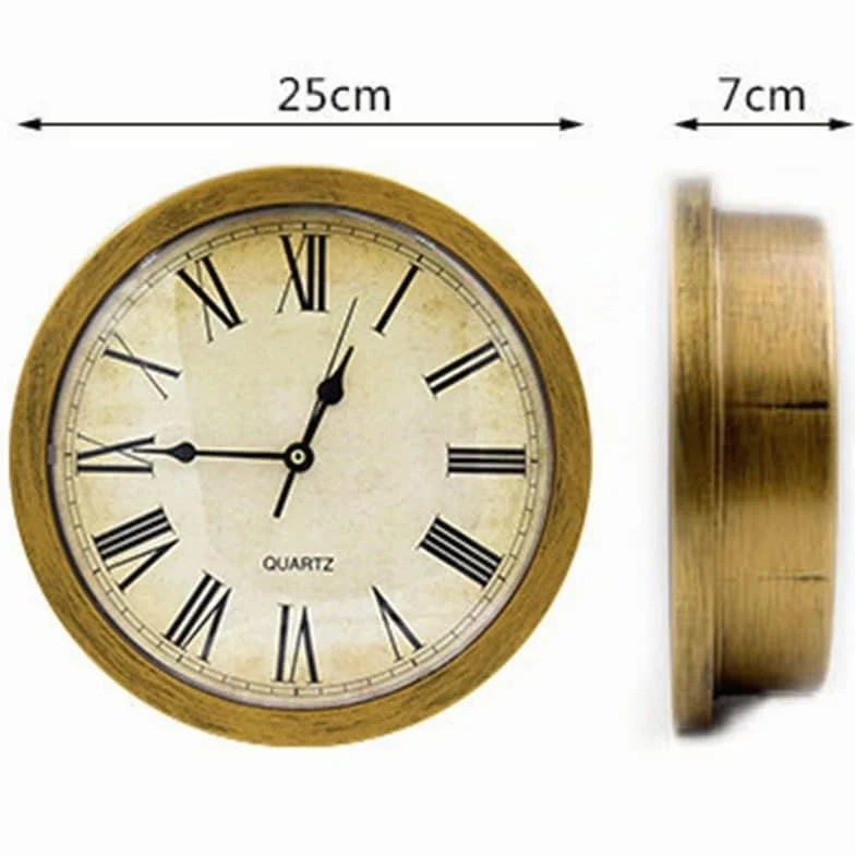Reloj de Pared Secreto Oculto Redondo Vintage, Caja Fuerte de Seguridad para Joyas, Dinero en Efectivo y Objetos de Valor (gold)