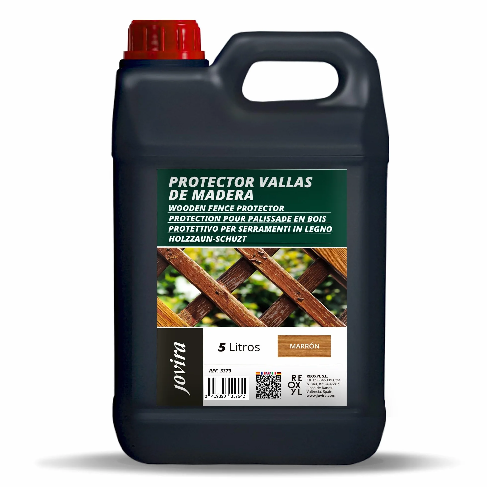 JOVIRA PINTURAS Protector para Vallas de Madera. Emulsión de aceites para proteger la madera. (5 Litros, Marrón) B-36A