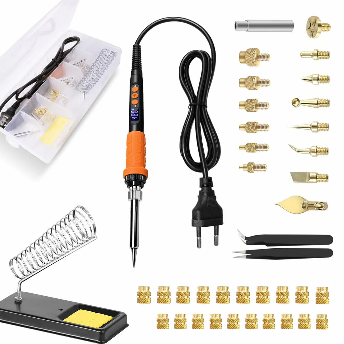 Kit de fallas de soldadura de inserto roscado Mintion, soldador de 90 W con control digital de temperatura, inserciones roscadas M3 para impresión 3D, fallas soldadura M2-M8, accesorios impresión 3D
