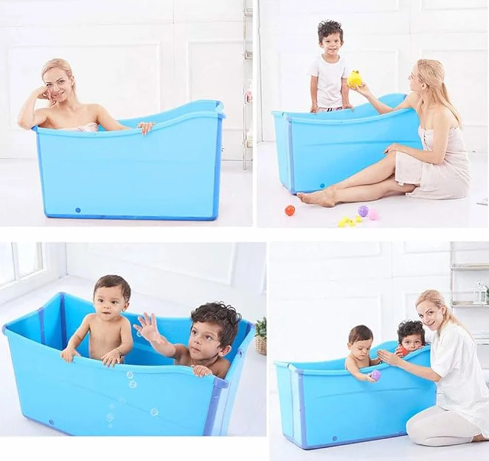 Bañera De Agua Móvil, Bañera Plegable Independiente, Bañera Plegable, Sauna para Adultos, Cubo Rectangular, Duradero Y Fácil De Almacenar(Color:Azul)