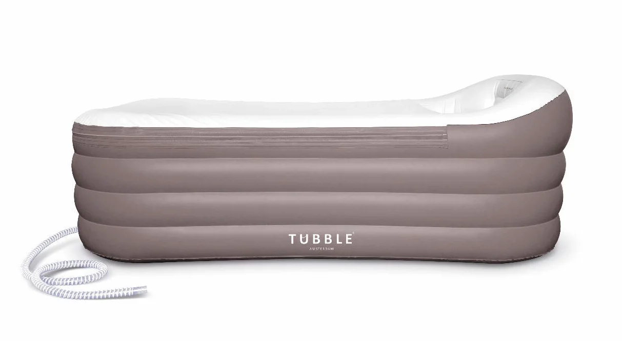 Tubble Compact Bañera Inflable - Uso caliente y frío - Montaje rápido en 1 minuto - Bañera plegable para adultos hasta 170 cm - Gris pardo Ambient - 200L