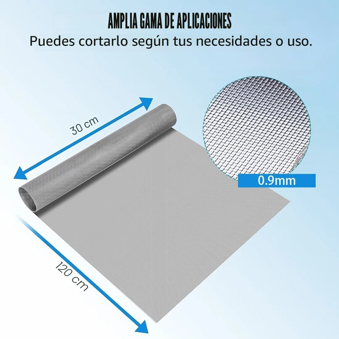 Malla Metálica de Acero Inoxidable 304 Fina 30 Mallas 30x120cm para Filtro Insectos Roedor