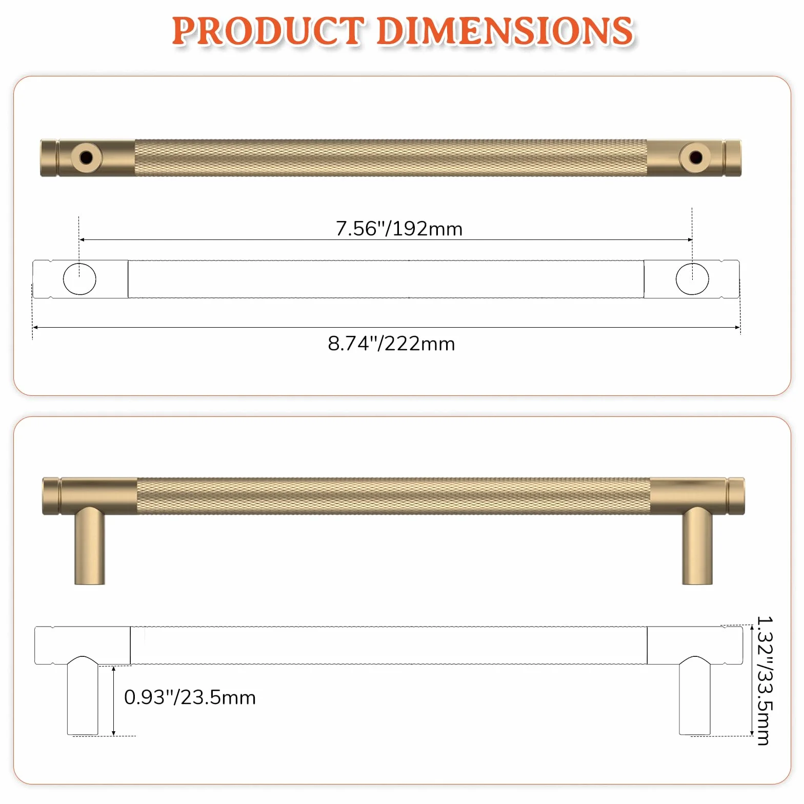 FURNIWARE 10 piezas de tiradores para armario Champagne Bronze, tiradores para puertas de armario 192mm de distancia entre ejes, manijas de muebles Gold estilizadas, tiradores modernos, manijas para