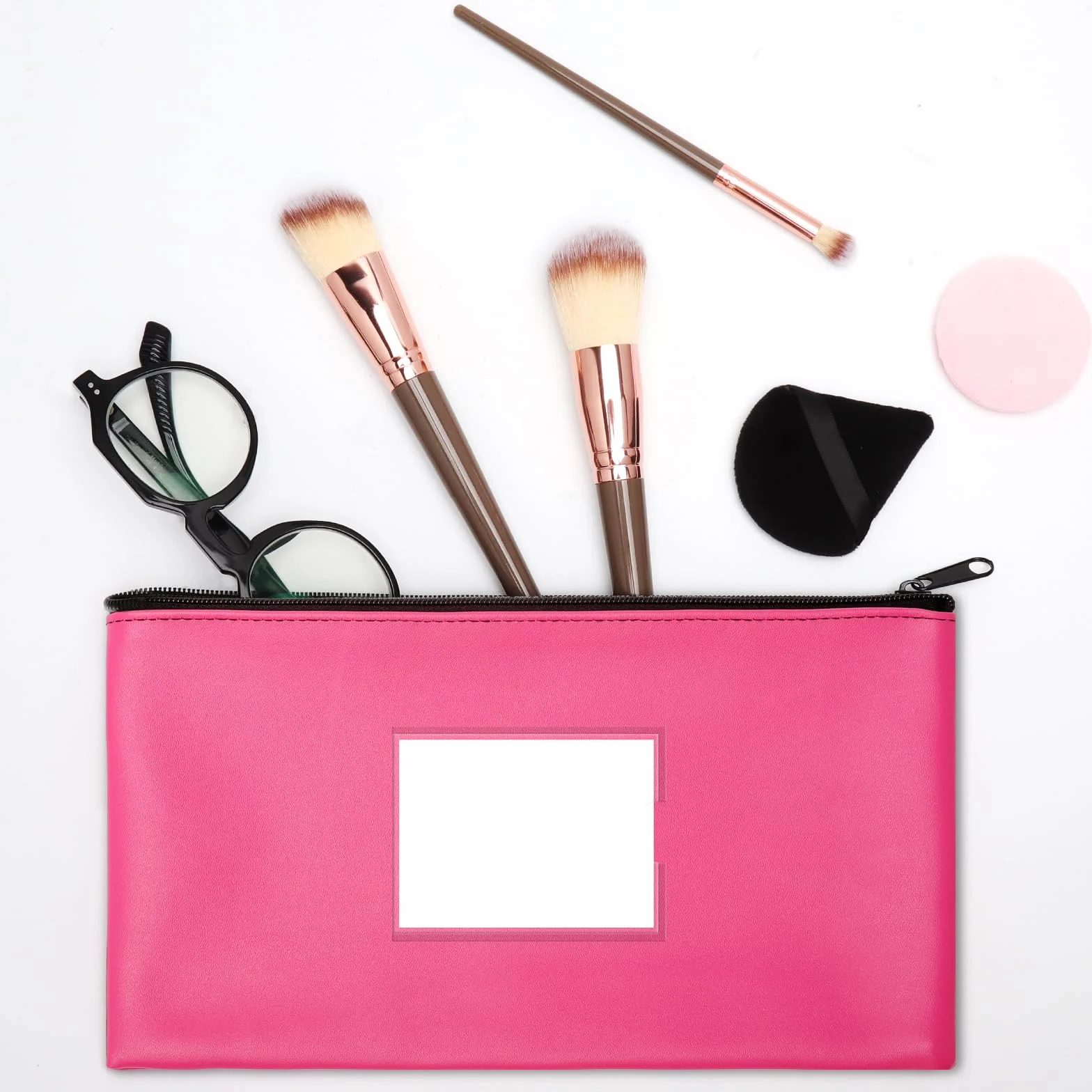 Bolsa para Guardar Dinero con Cremallera 28x16cm PU Cuero Impermeable para Billetes y Pasaportes