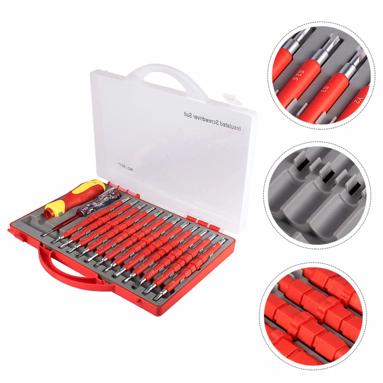DOITOOL Juego de Destornilladores sin Mango Ergonómico para Electricistas - Kit de Herramientas de Mantenimiento Aisladas 26 en 1 de Acero al Vanadio