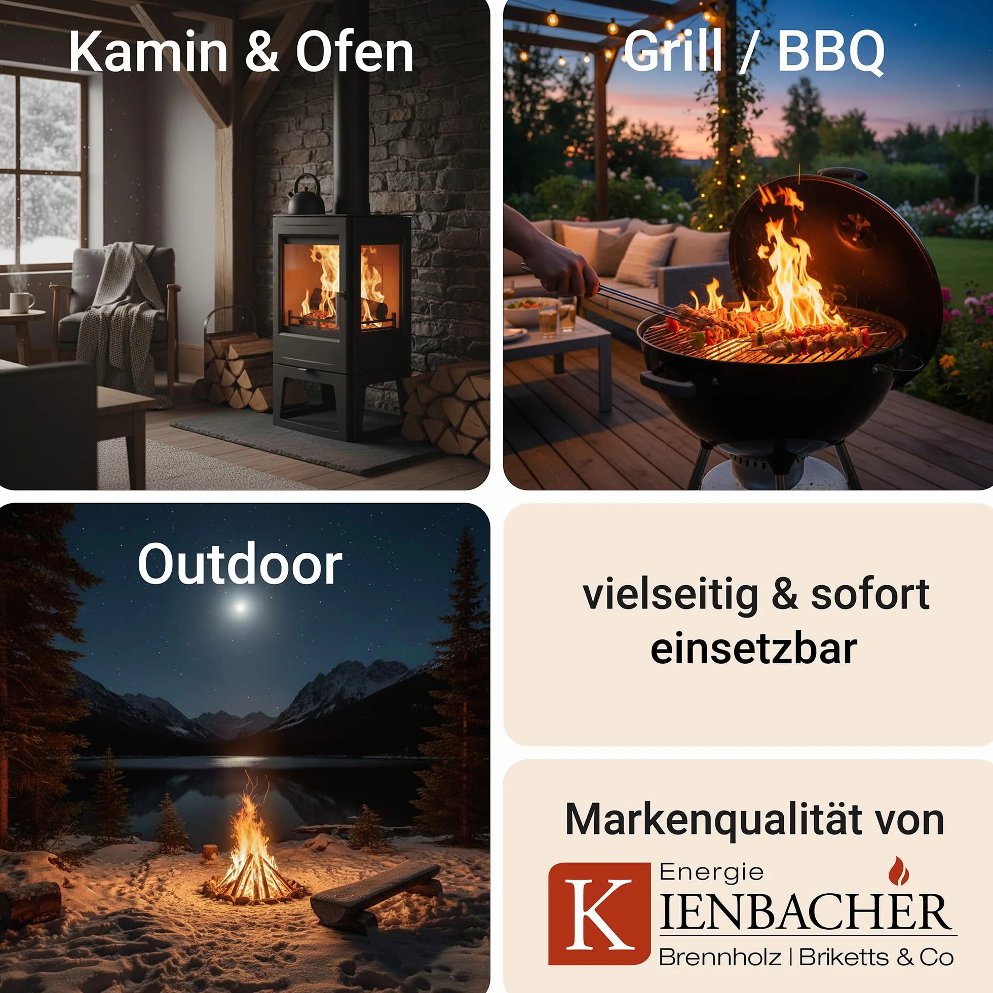 Briquetas de haya pura de haya de 30 kg, en el paquete, madera dura, chimenea, estufa, calefacción, madera, soporte para brasas, haya, RUF, briquetas rectangulares, Energie Kienbacher (3 x 10 kg)
