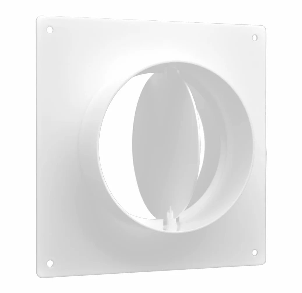 H&C VENT Conector de Brida para Ventilación 150mm con Válvula │ Conectores de Tubo PVC Flexible, Aluminio Manguera Conducto │ Placa de Pared │ Extractor Cocina Tubo Aire Acondicionado Secadora Rejilla