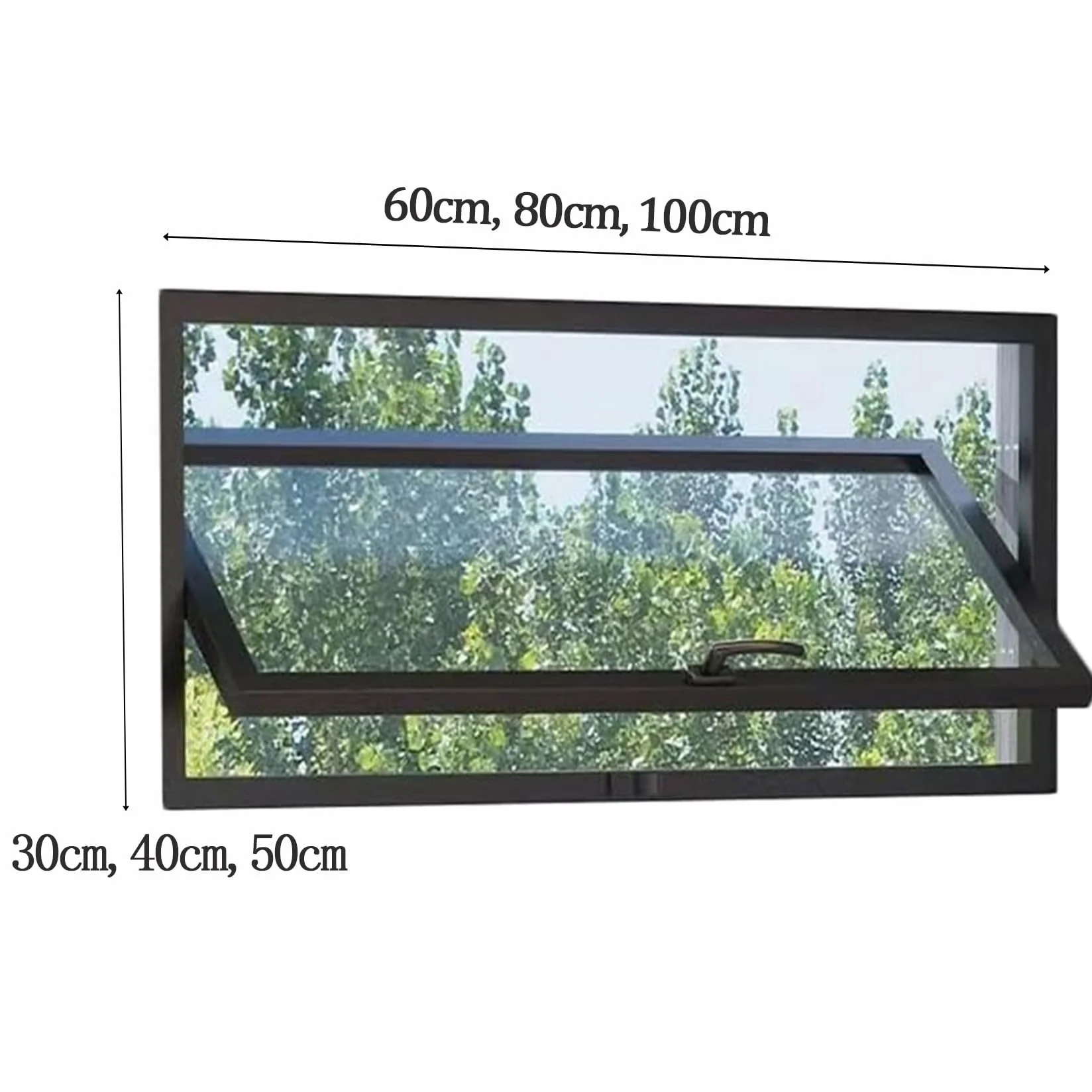 Ventanas Transparentes Giratorias de 360° con Manijas, Vidrio Templado de Montaje Empotrado, Ventana Doméstica con Cerradura para Baños, Garajes y Lofts,Blanca,40×60cm