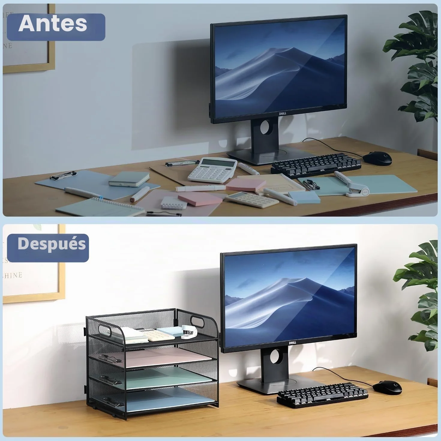 LATERN Bandeja de Malla Metálica 4 Niveles 32CM x 28CM x 24CM Organizador Extraíble para Archivadores