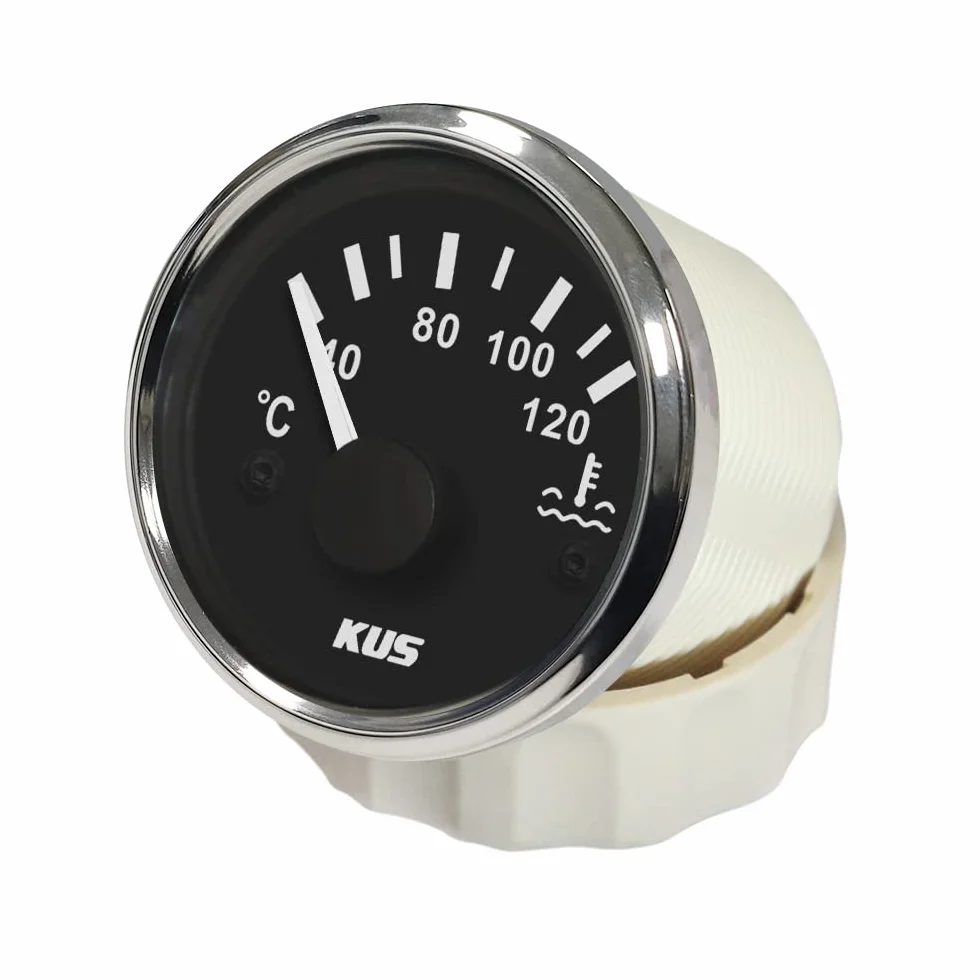 KUS - Indicador de temperatura del agua impermeable de 40 a 120º C con luz de fondo de 12 V/24 V 52 mm