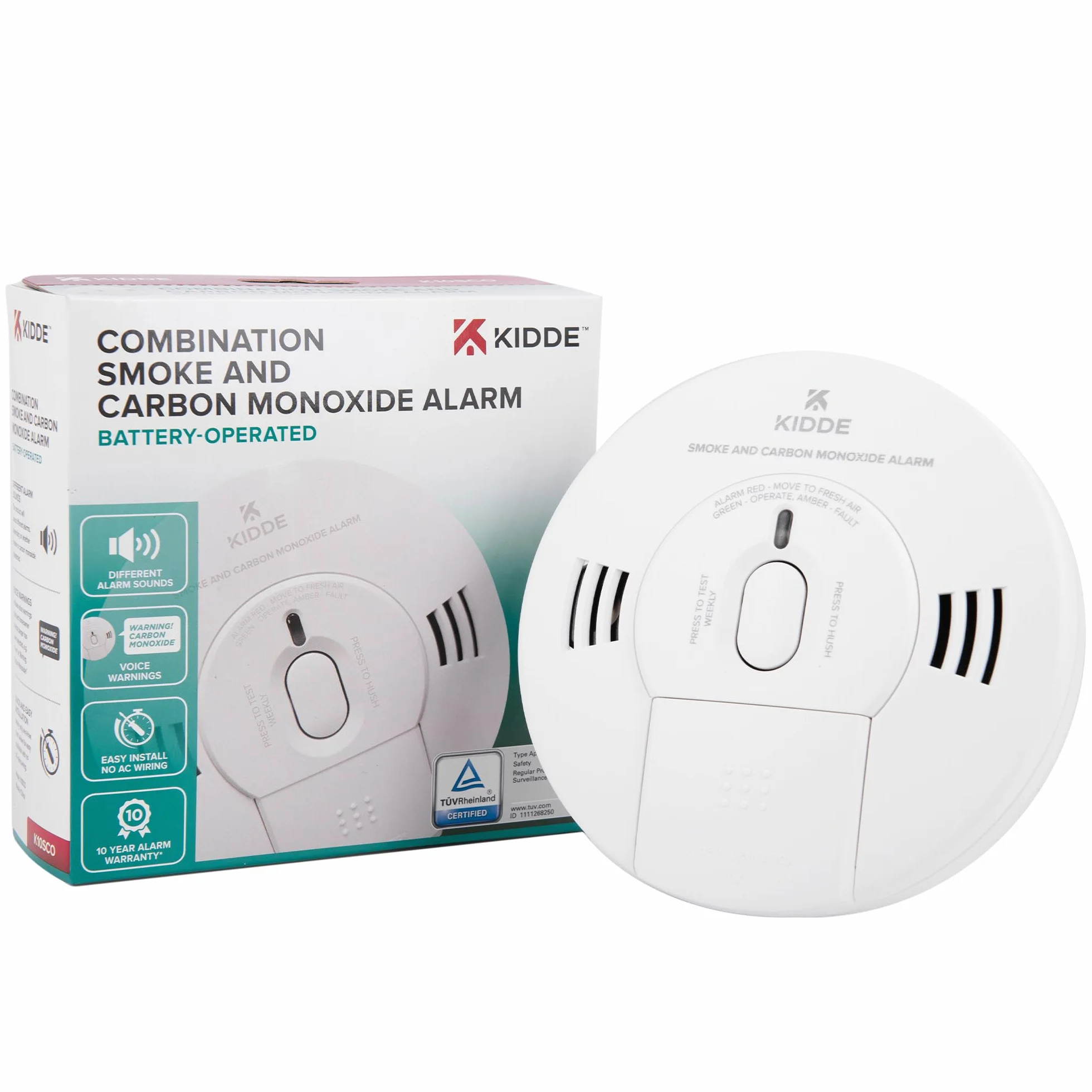 Kidde K10SCO - Alarma combinada de humo y CO con notificación de voz