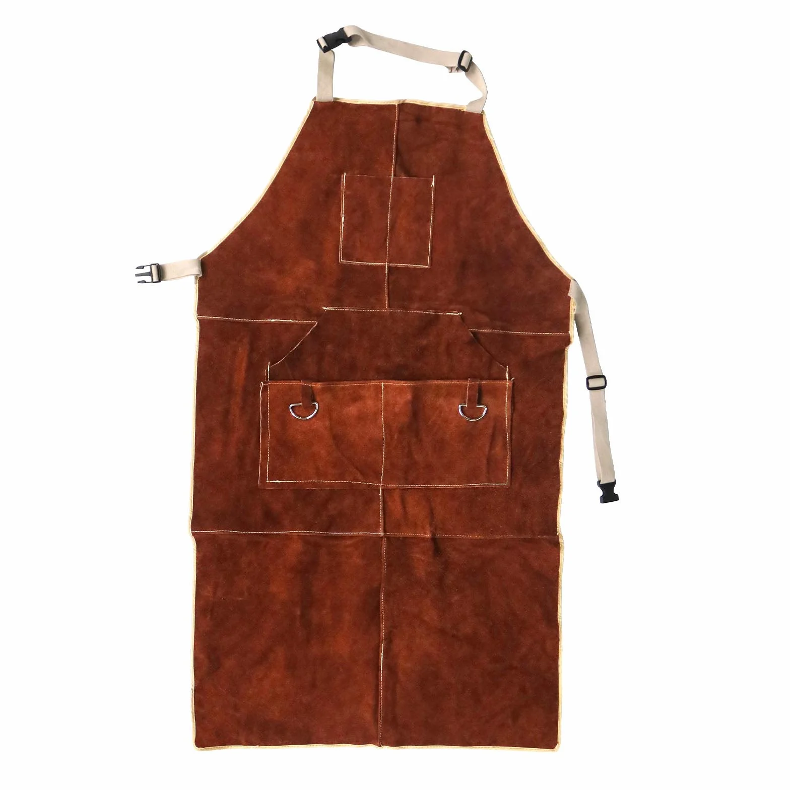 EMSea Delantal de Soldadura de Bolsillo Cuero de Vaca con Hebilla de Liberación Rápida Longitud Ajustable para Hombres Y Mujeres - 90x60 Cm (marrón Oscuro)
