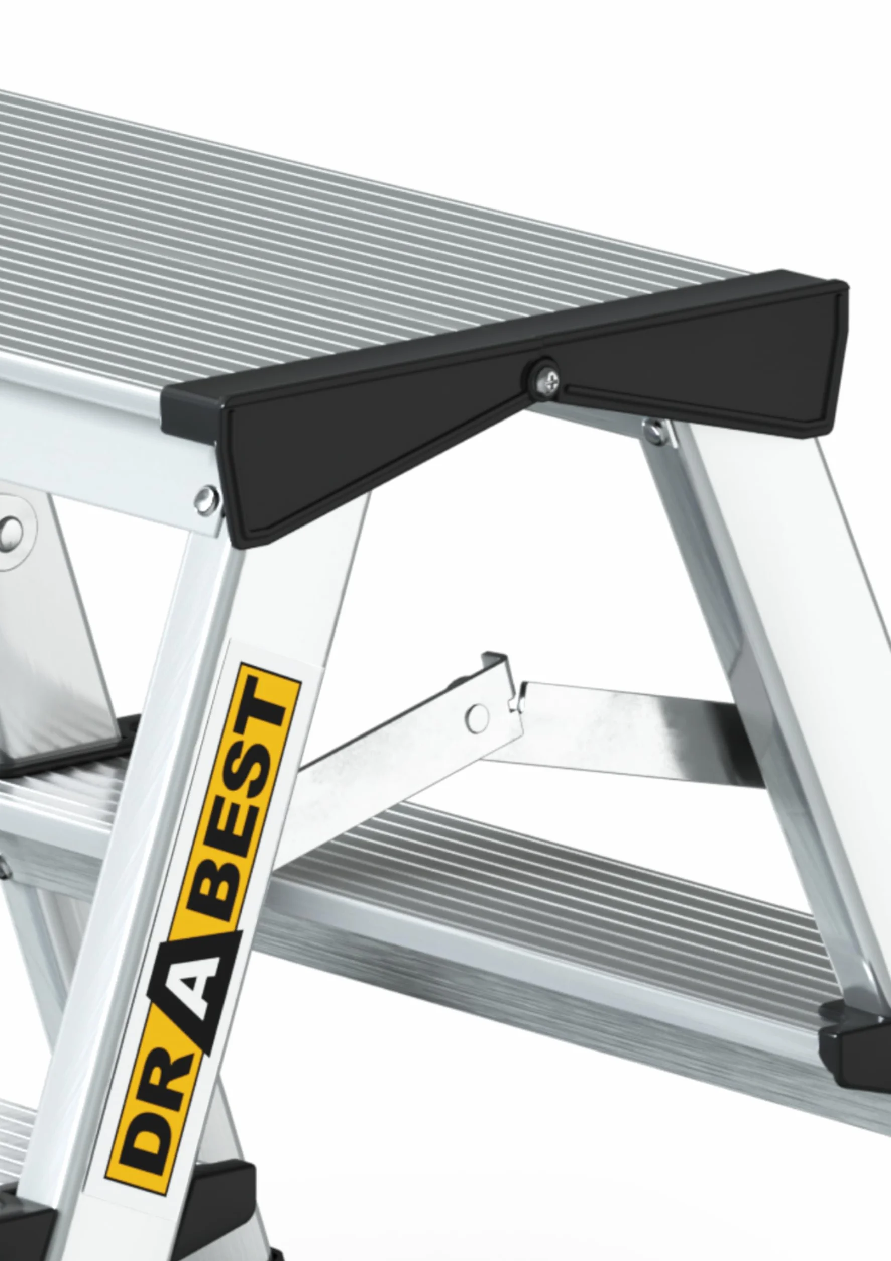 DRABEST Escalera de Tijera peldaños Plegables Escalera de Aluminio Escalera doméstica accesible por Ambos Lados 2x2 peldaños cargable hasta 125 kg