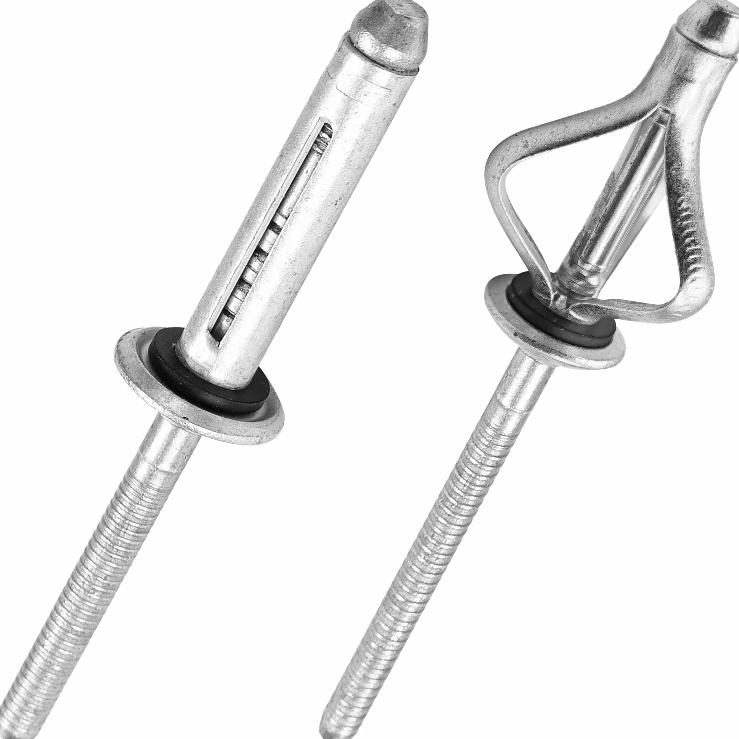 Remaches ciegos de aluminio de expansión múltiple con junta tórica - Juego de remaches de cabeza bulbosa para plásticos o materiales flexibles (Ø5.2x28mm - 50 piezas)