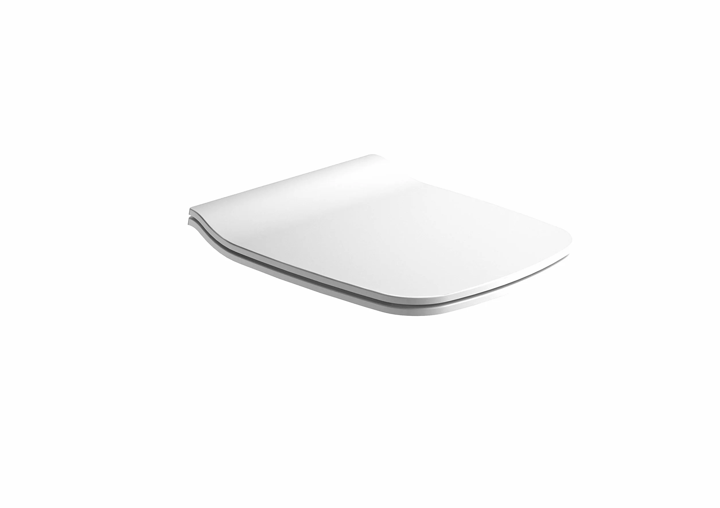 Tapa y Asiento Fijo Slim Inodoro Cuadrada Blanco Brillo Bisagras Acero Inoxidable Kit Fijación