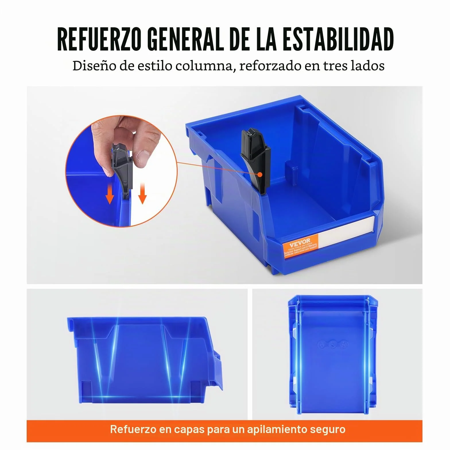 VEVOR Contenedor de Pernos 24 Cajas de Almacenamiento Apilables para Taller 137 x 105 x 78 mm Combinación Azul/Roja Contenedor de Herramientas para Armario, Cocina, Oficina, Despensa, Estante, Pared