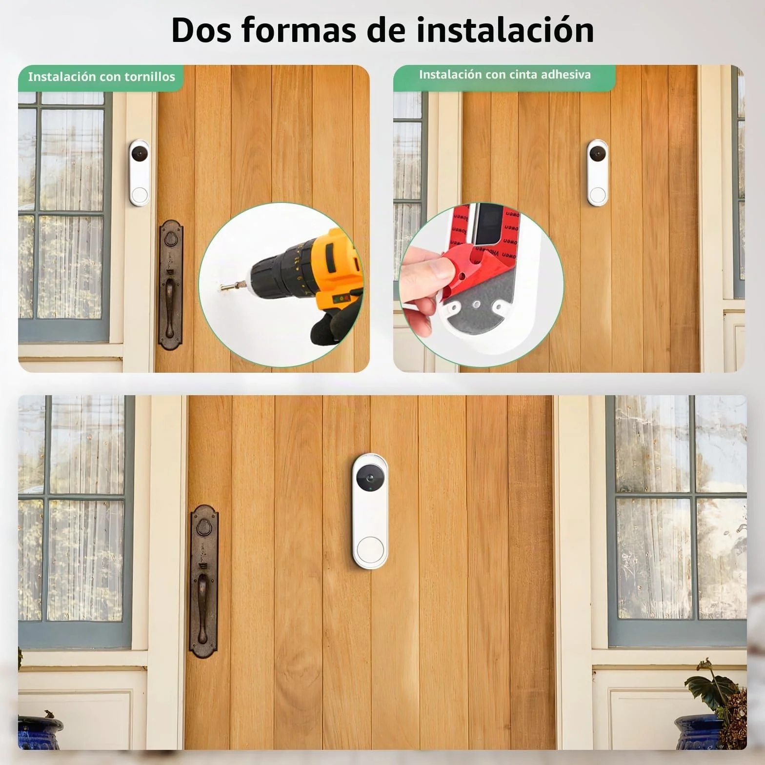 Soporte antirrobo para timbre de puerta sin taladro, compatible con Google Nest Doorbell (batería), soporte de puerta de video para apartamento, hogar, inquilinos, no necesita herramientas y protege