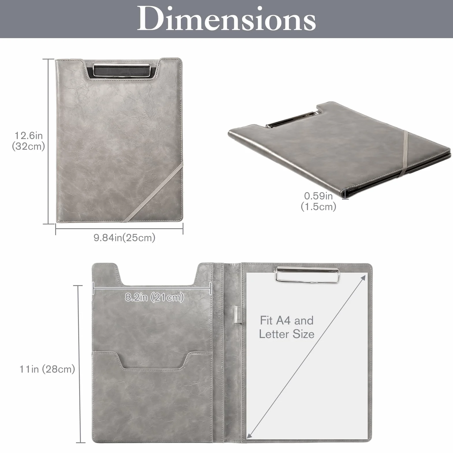 ProCase Portafolio de Cuero A4 Carpeta Organizador de Documentos para Negocios - Gris