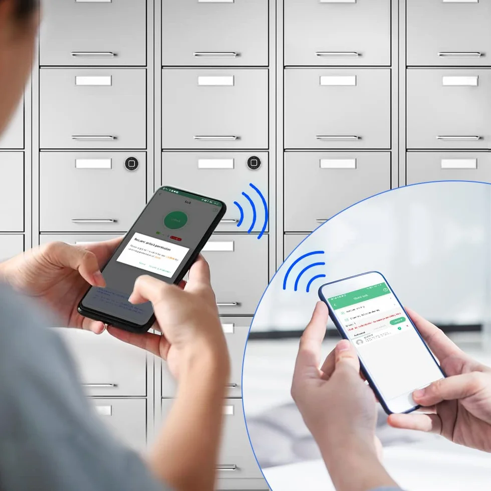 eLinkSmart Cerradura de cajón con huella dactilar de 20 mm, cerraduras de gabinete, 15 huellas dactilares y más de 500 usuarios de aplicaciones, Cerradura de privacidad sin llave para oficina en casa