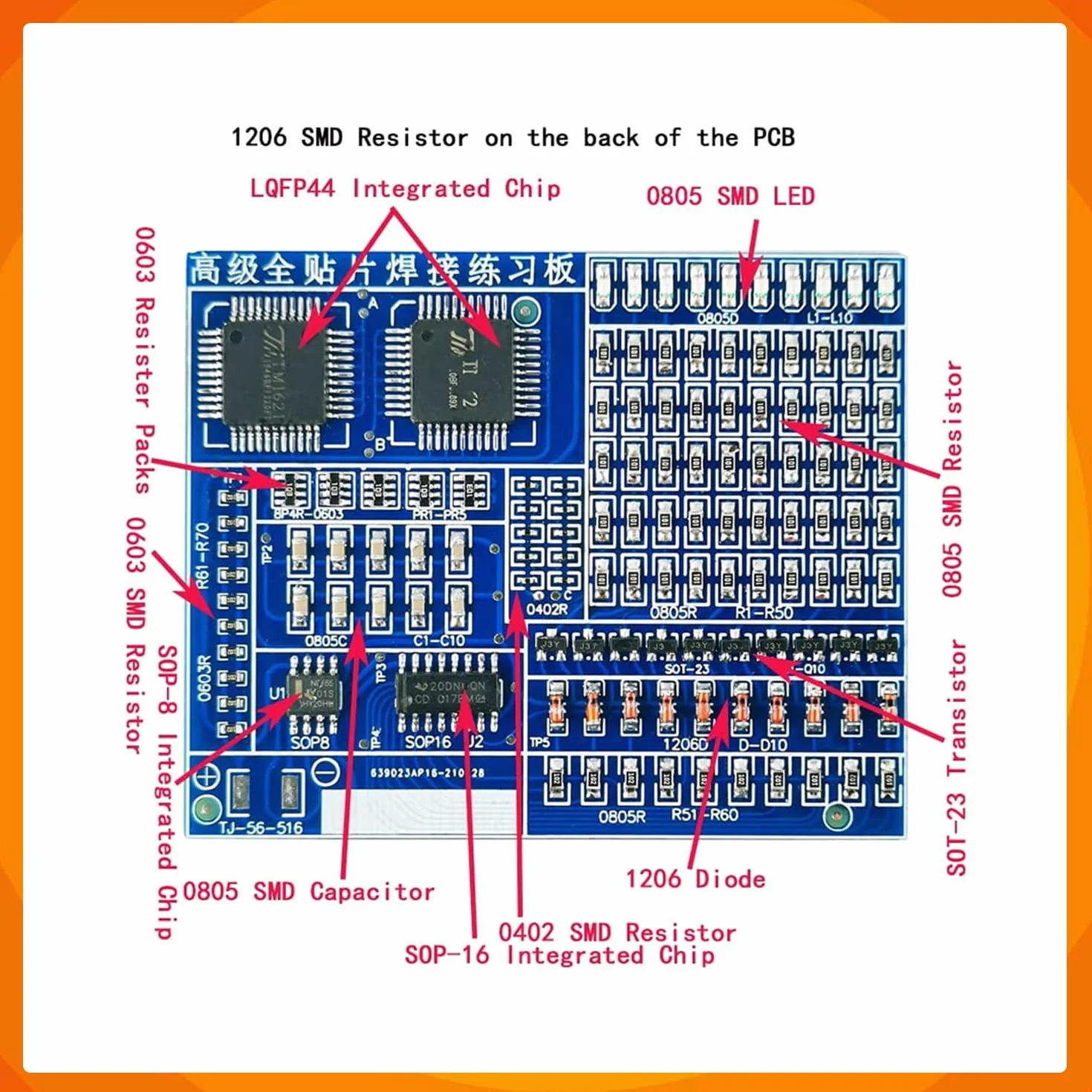 Kit de práctica de soldadura, kit electrónico DIY 4 en 1 SMD y SMT, tabla de entrenamiento para principiantes, aficionados y estudiantes, perfecto para aprender técnicas de soldadura de montaje