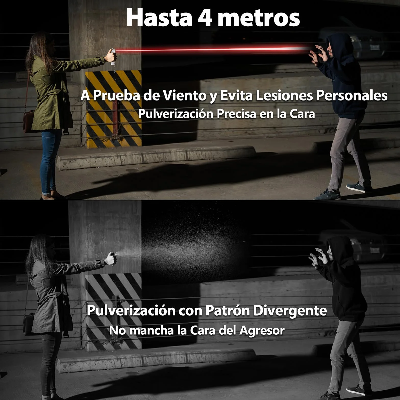 Alarma y Spray Gel 3-In-1 para Mujeres, Marcado Fluorescente UV Invisible y Manchas Rojas, Sirena Extra Fuerte de 140 dB, Luces Estroboscópicas LED Rojas, Botella de Spray Reemplazable