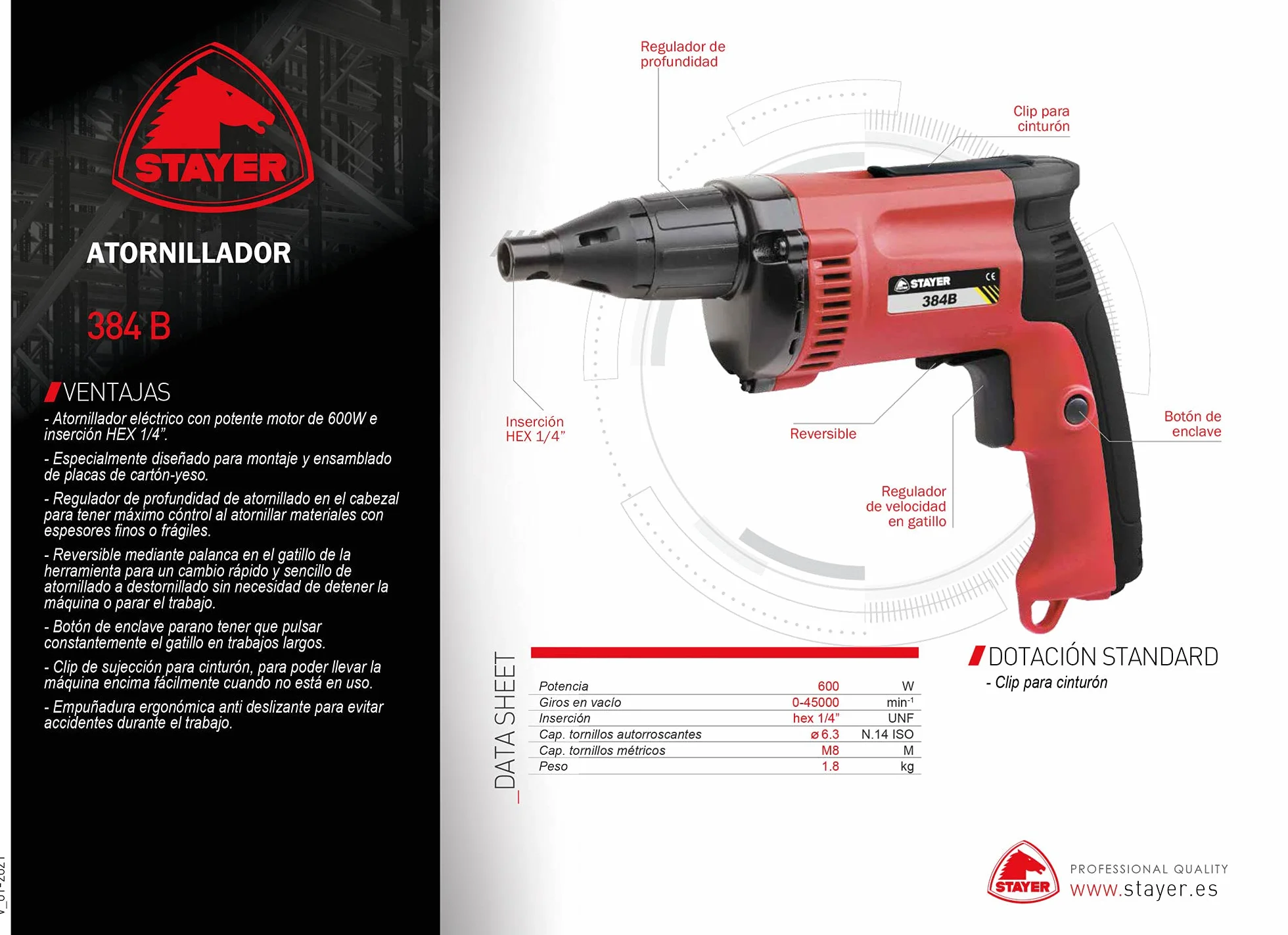 Atornillador tornillos autorroscantes Profesional 384 B