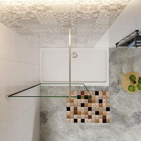 Mampara ducha Panel Pantalla Fija cristal 8mm templado para baño (130x200cm)
