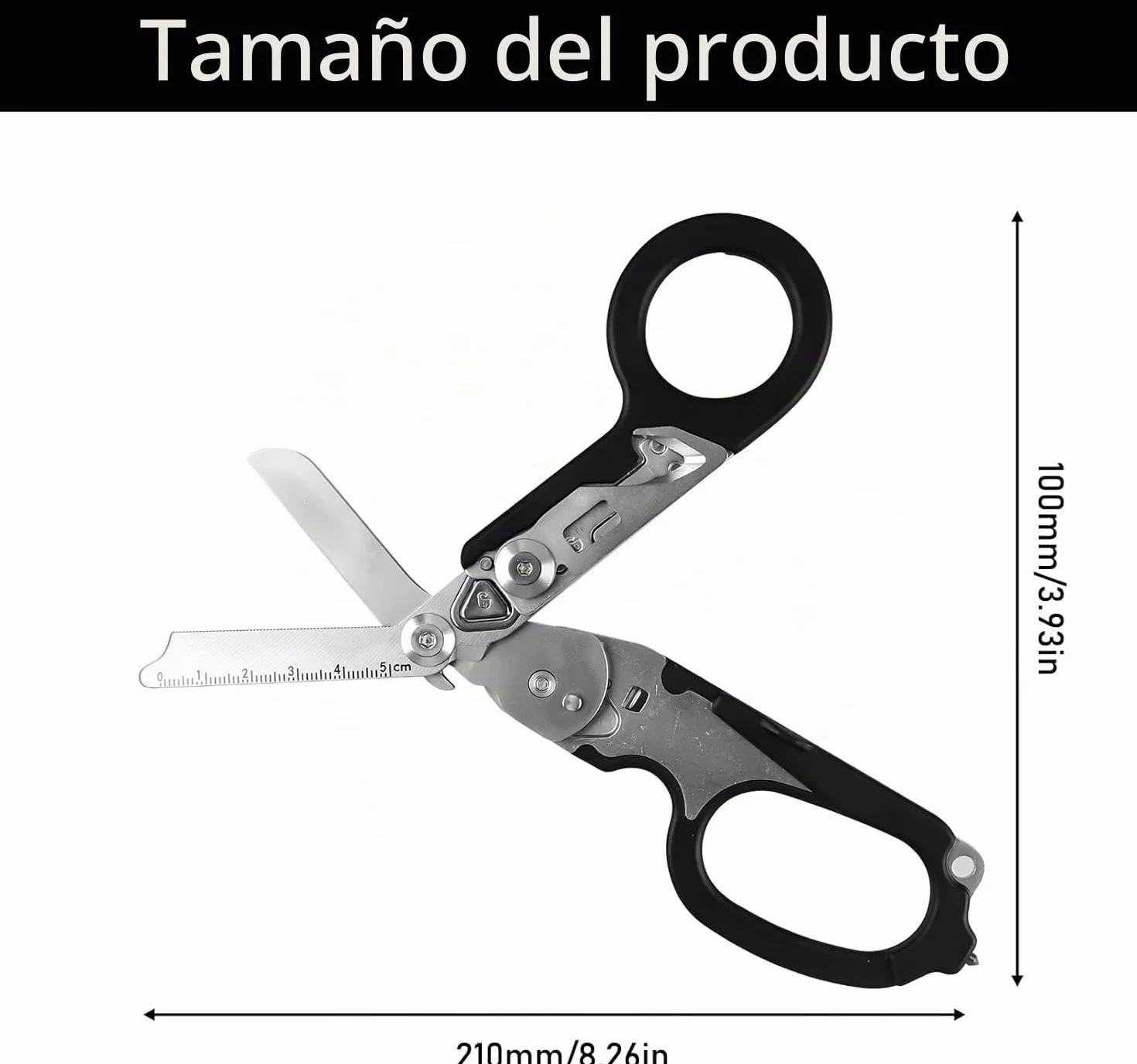 Raptor Response Tijeras de emergencia, tijeras de rescate multiherramienta con 6 funciones, tijeras plegables de acero inoxidable para uso profesional o tareas diarias