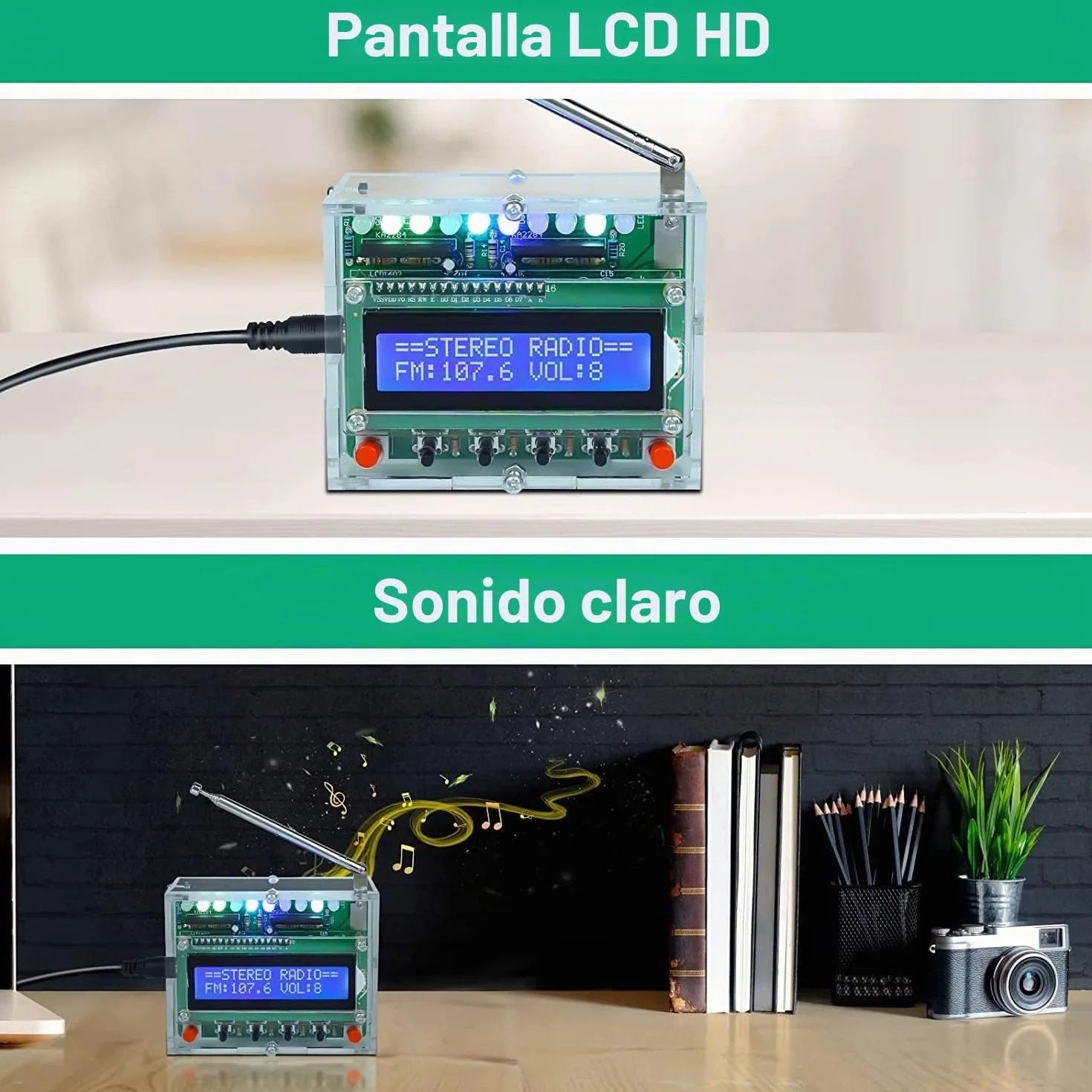DONGKER Kit de Radio FM Digital Con Pantalla LCD 87-108 MHz, Proyecto de Soldadura, Electrónica, Receptor Inalámbrico Para Aprendizaje y Enseñanza