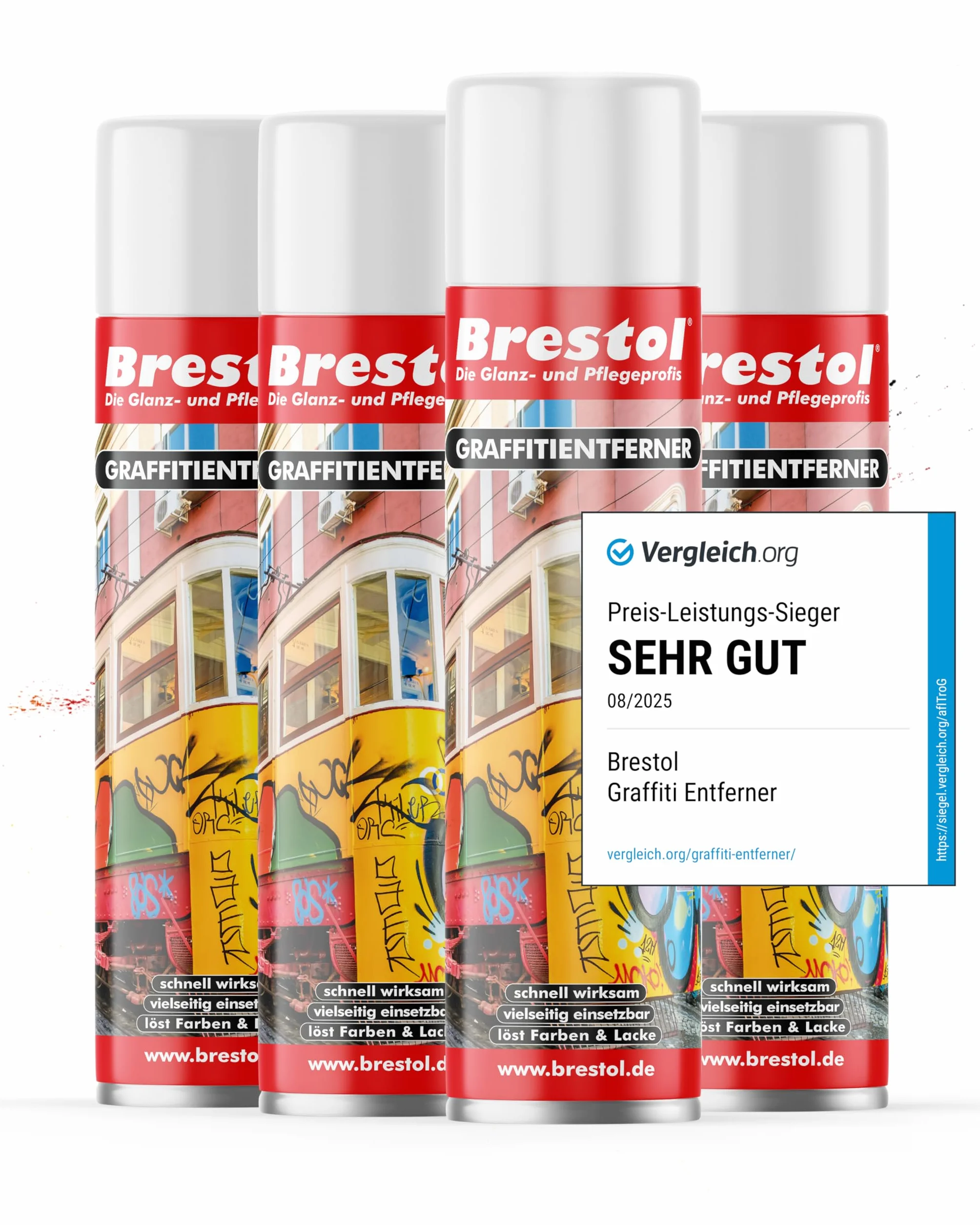 Limpiador de grafito 4 x 400 ml Spray (7589.2) – Decapante de pintura grafitilöser Farbabbeizer Farbentferner Lackentferner Lackentferner Lacklöser Lasurlösmittel Dispersionsmittel AbDecapante BRESTOL