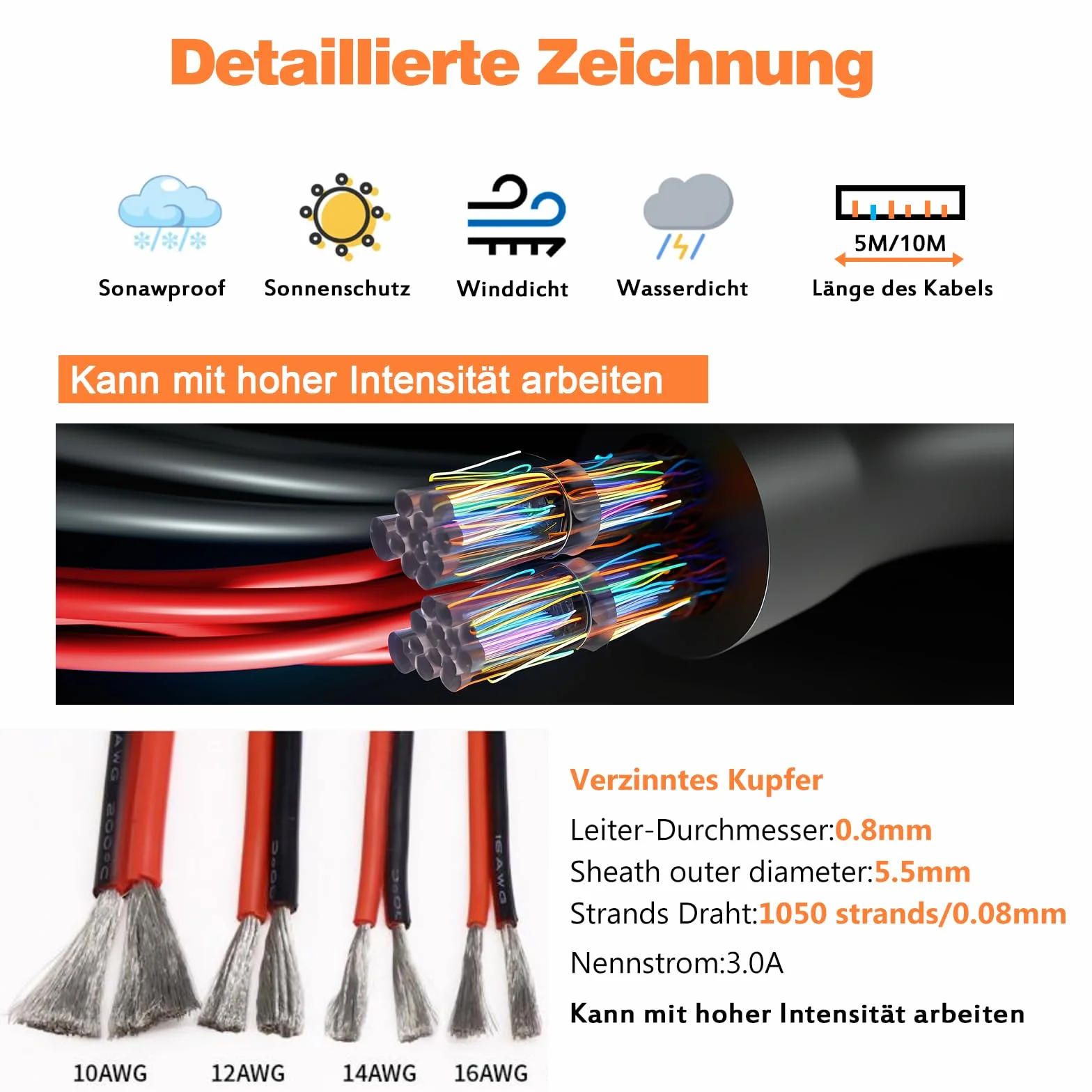 Cable de silicona 5,3mm² 10AWG súper flexible 5m 2.5m negro 2.5m rojo para modelos RC electrodomésticos