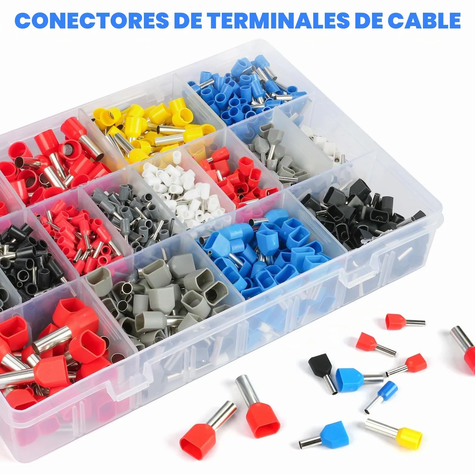 Terminales eléctricos, 1200 terminales eléctricos Preciva, 300 terminales de dos hilos más 900 terminales de hilo individual, adecuados para engarzado DIY e industrial
