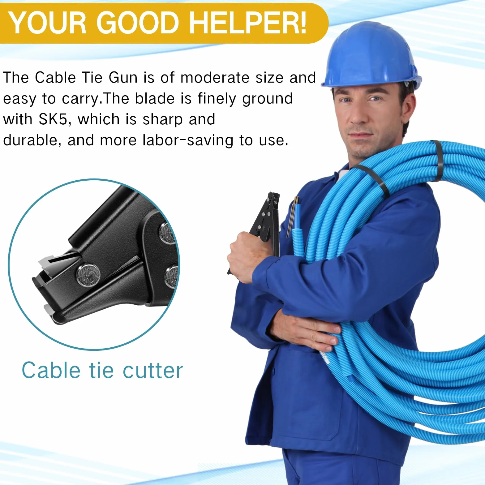 Shappy 4 herramientas de amarre de cremallera y herramienta cortadora de cables tensores para cortar 7.67 pulgadas para plástico o nailon de ancho de 0.09 a 0.35 pulgadas