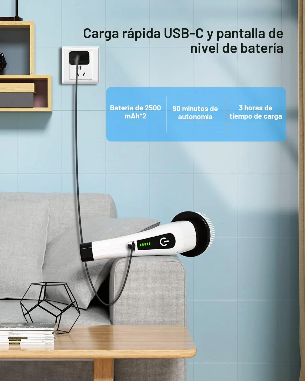 Fregadora Giratoria Eléctrico, Cepillo de Limpieza Inalámbrico con 8 Cabezas de Cepillo Reemplazables, Mopa Fregadora para Bañera y Azulejo de Piso con 137cm Mango Ajustable para Baño Cocina (Blanco)